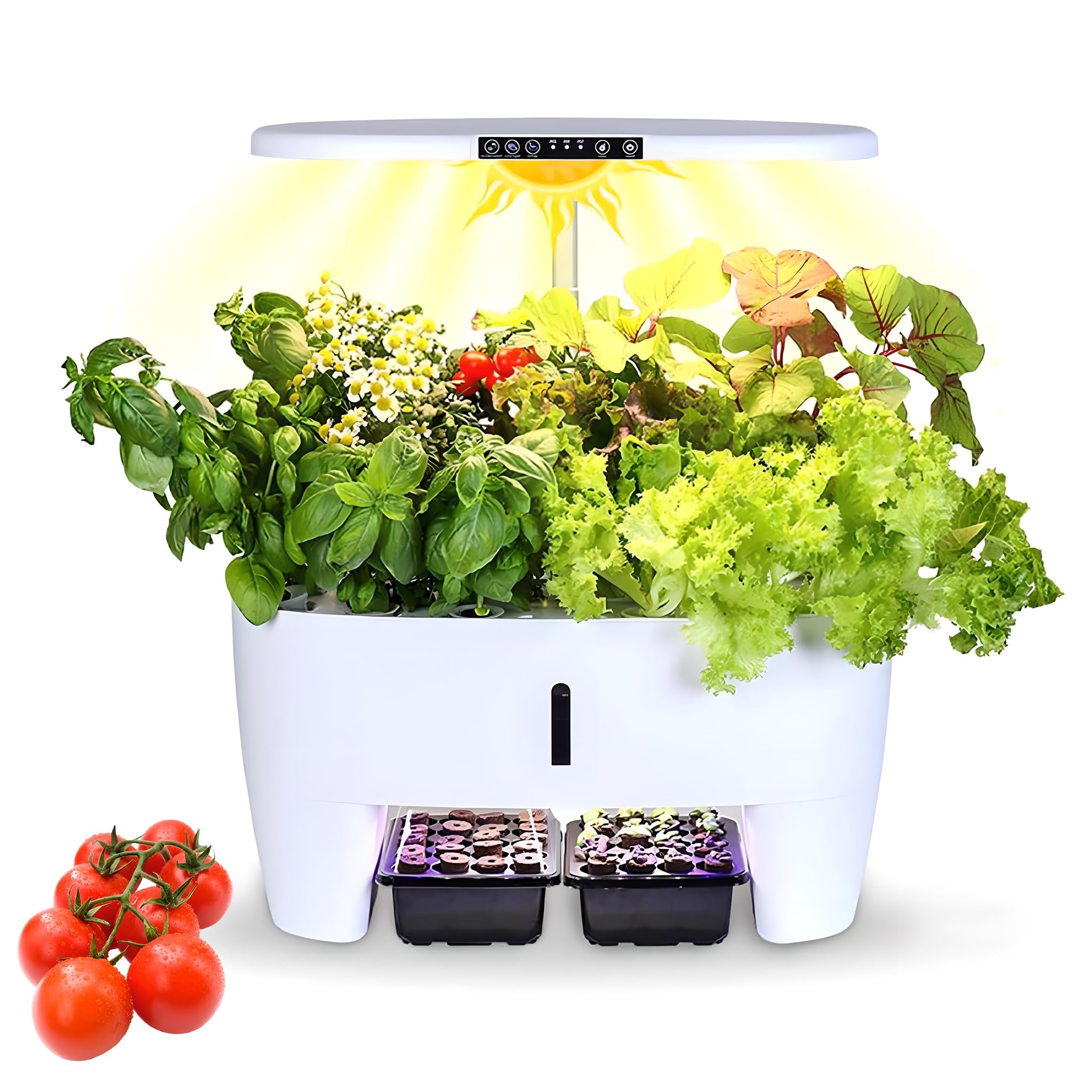 Máquina de Plantación Hidropónica, Sistema de Jardín Aeropónico Tower Garden de 16 Cápsulas, Maceta para Jardín de Hierbas Aromáticas de Interior con Luz Led de Cultivo para Jardinería Doméstica En