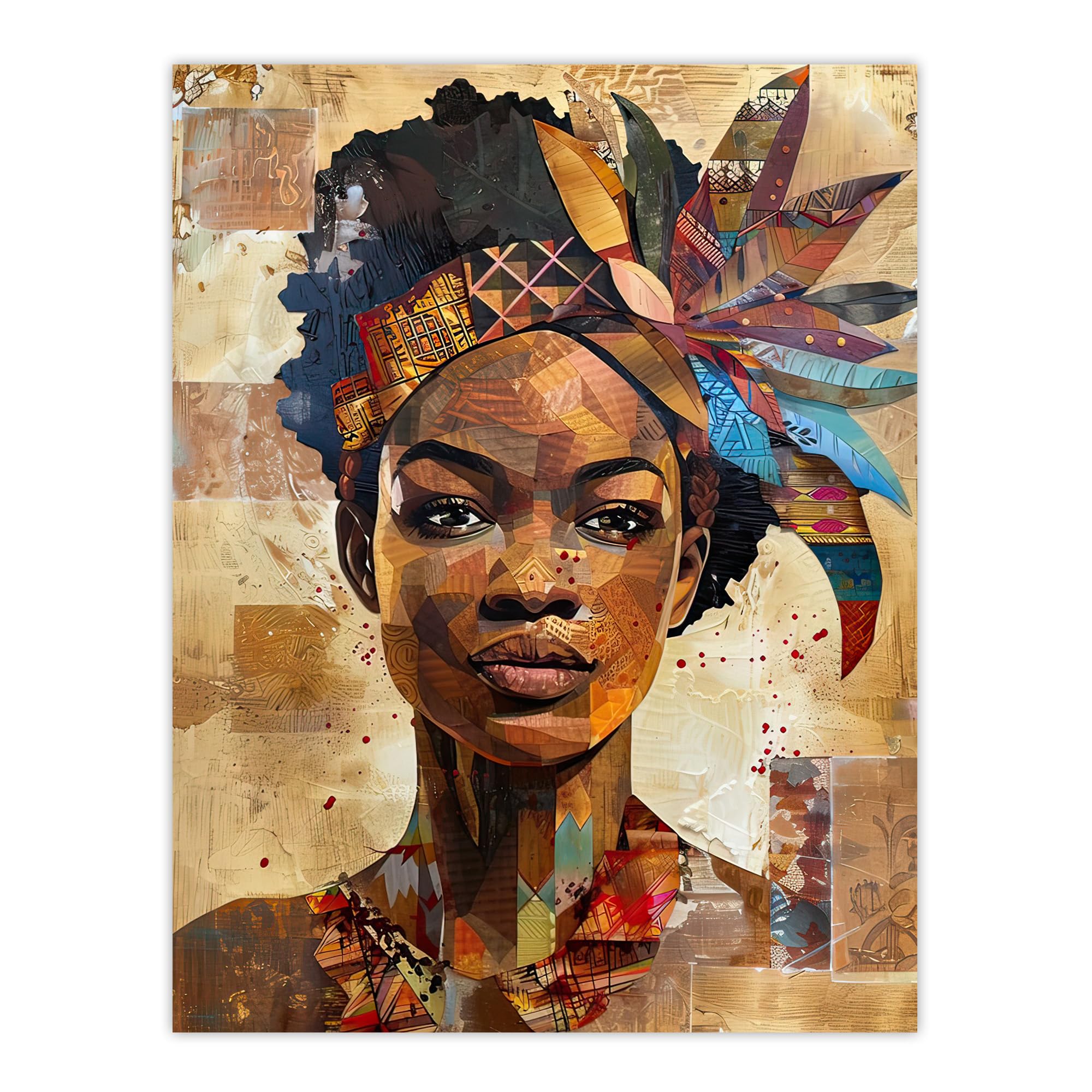 Artery8 African Woman in Traditional Headdress Portrait Living Room Large Wall Art Poster Print Thick Paper 18X24 Inch