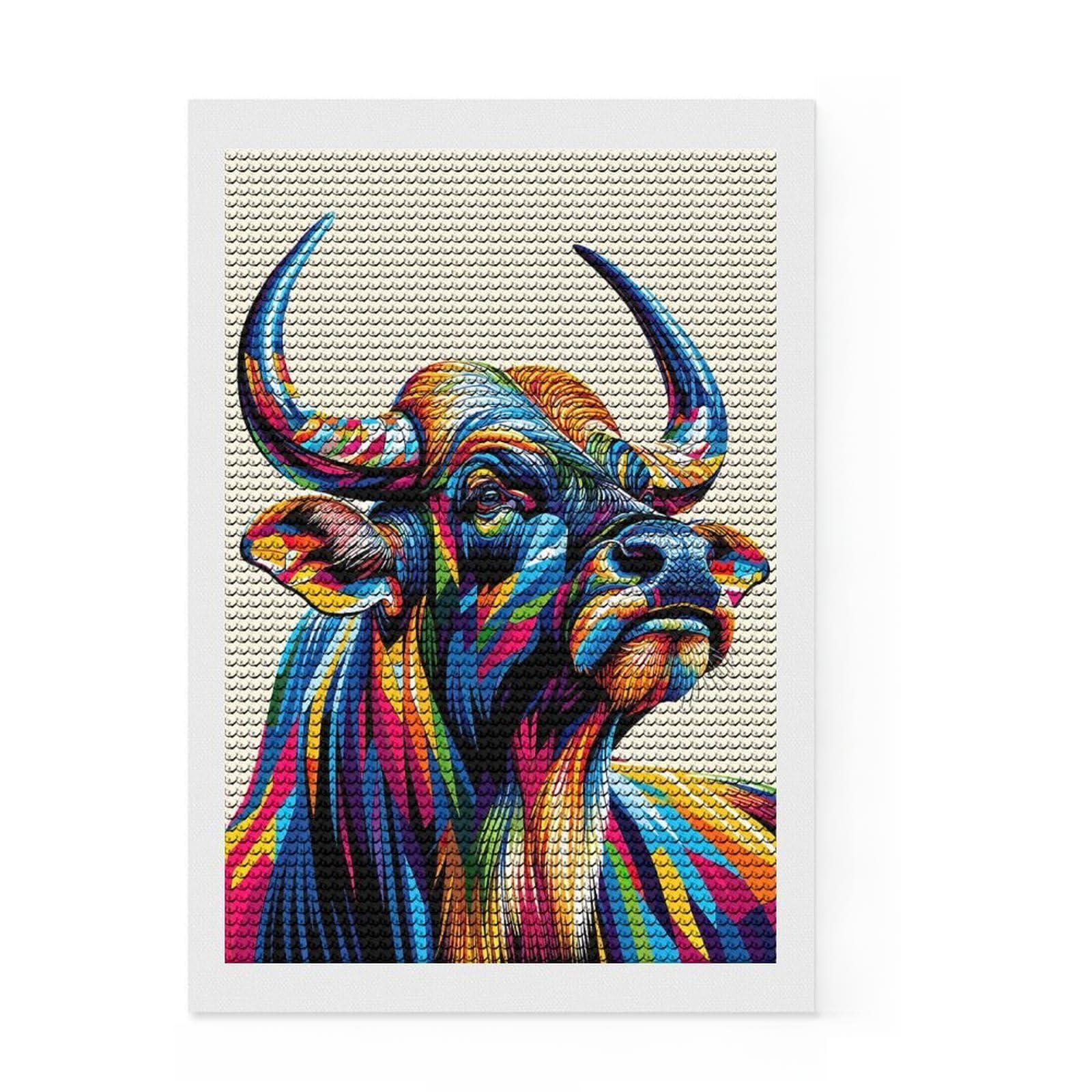 Junmoney Spanish Fighting Bull Diamond Art Canvas 8"x12", for Beginners, Easy to Enjoy, Cosy Home Accent, Christmas Gift, Enjoyable At-Home Hobby