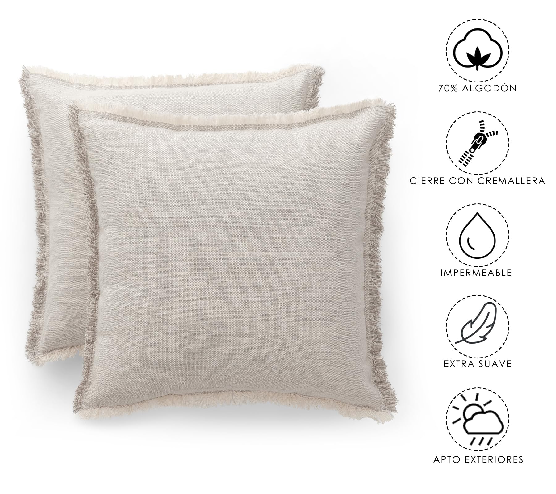 GAMUSI Set di 2 federe per cuscino in cotone jacquard floreale Lindi 45 x 45 cm - federe decorative con chiusura lampo cotone morbido traspirante