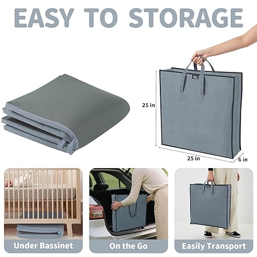 Miniatura 2 de Alfombrillas plegables de juego para bebé, de piel vegana, de 1.5 pulgadas, extra gruesa, para niños, para corralito, impermeable, para viajes, con