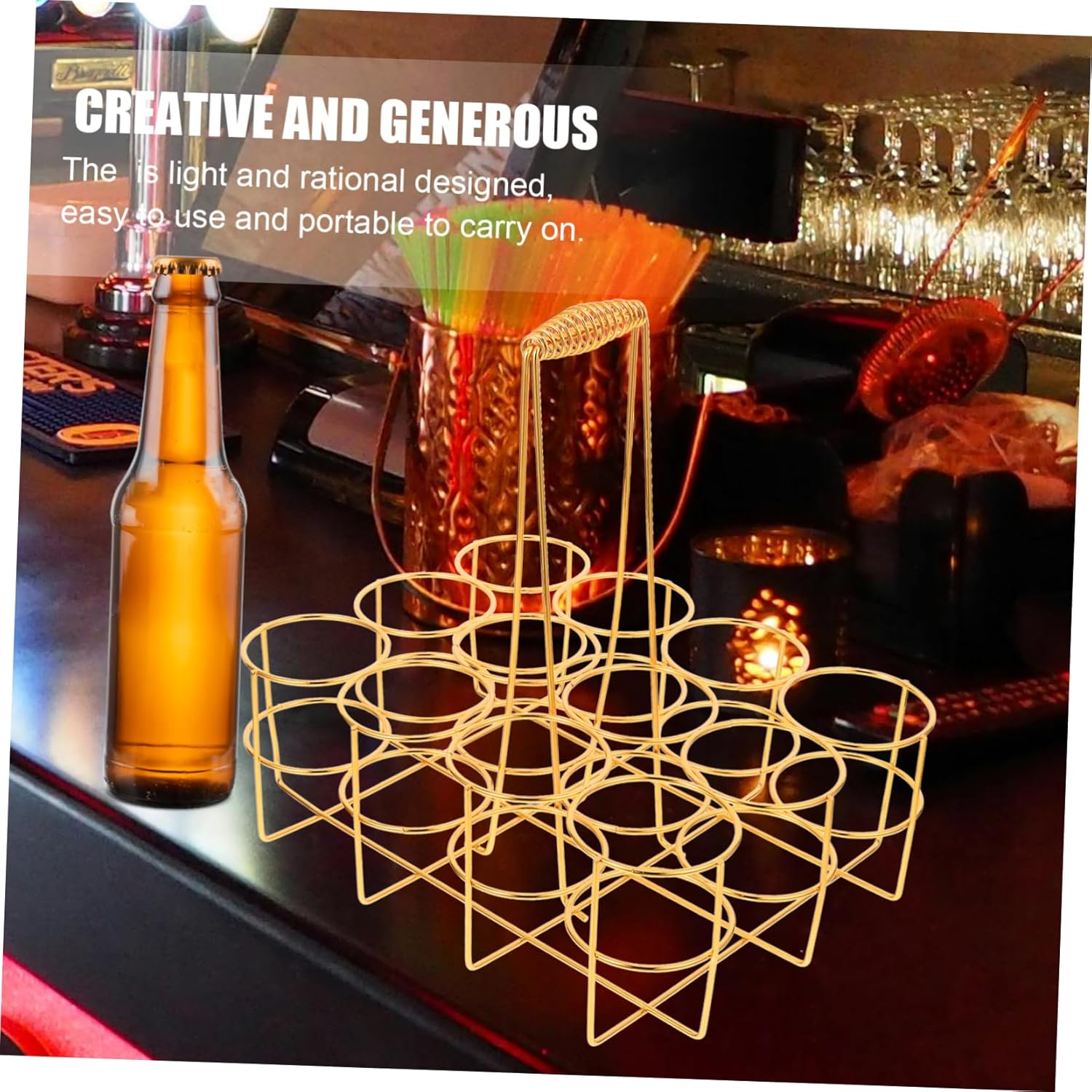 Unomor Beer Bottle Rack Carrier 12 Pack Beer Storage Holder in Iron Ktv Beer Basket Beer Carrying Rack Fine Workmanship