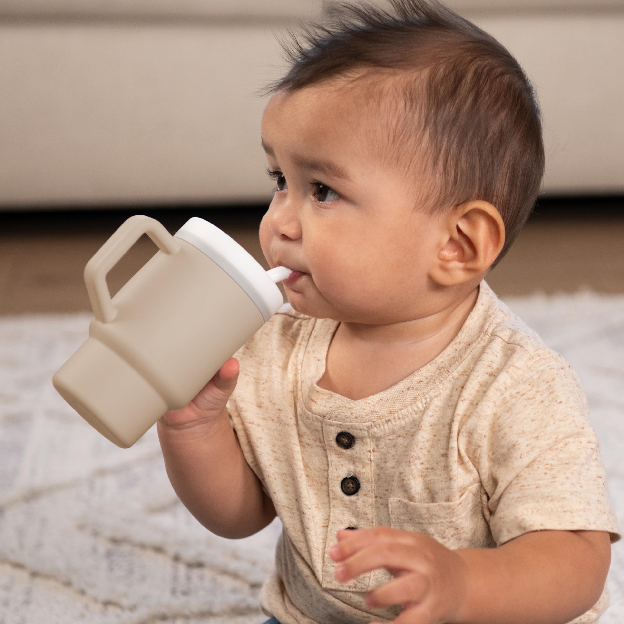 INFANTINO My 1st Tumbler, Adorable Miniature Tumbler with Leak-Resistant Straw and Toddler-Friendly Handle - Image 3
