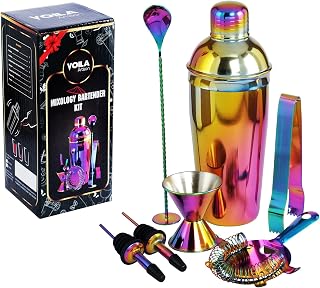 Voila Artisan 11 Pcs Premium Cocktail Shaker Set Bartender Kit, Rainbow