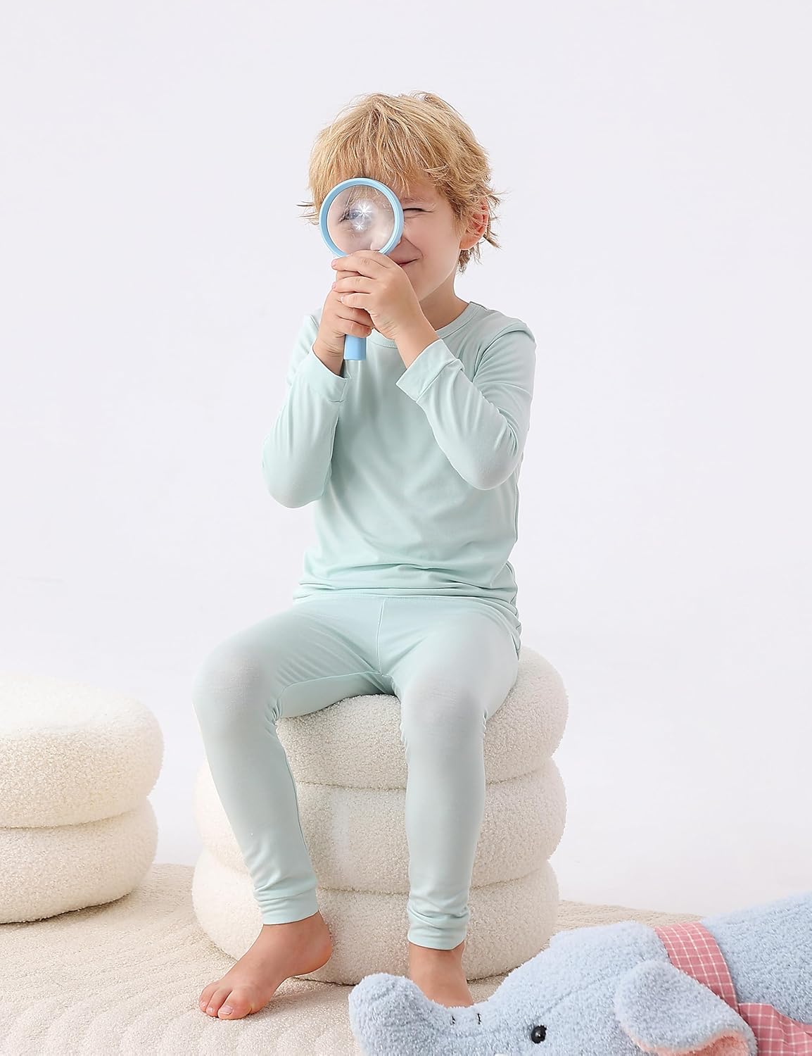 JunNeng Bamboo Viscose Pajamas for Toddler Baby, Boys Girls Solid Snug Fit Pajamas Long Sleeve Sleeper - Image 3