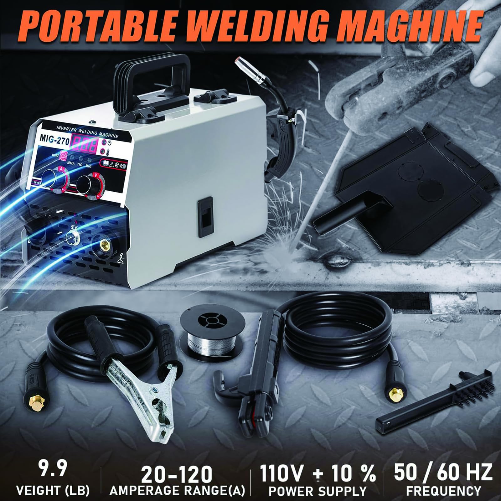Soldador MIG 3-en-1 Portátil – 250A MIG Sin Gas, ARC MMA & LIFT TIG Inverter con Display LED, Soporte Spool Gun, Para Trabajos en Acero y Reparaciones Caseras Red