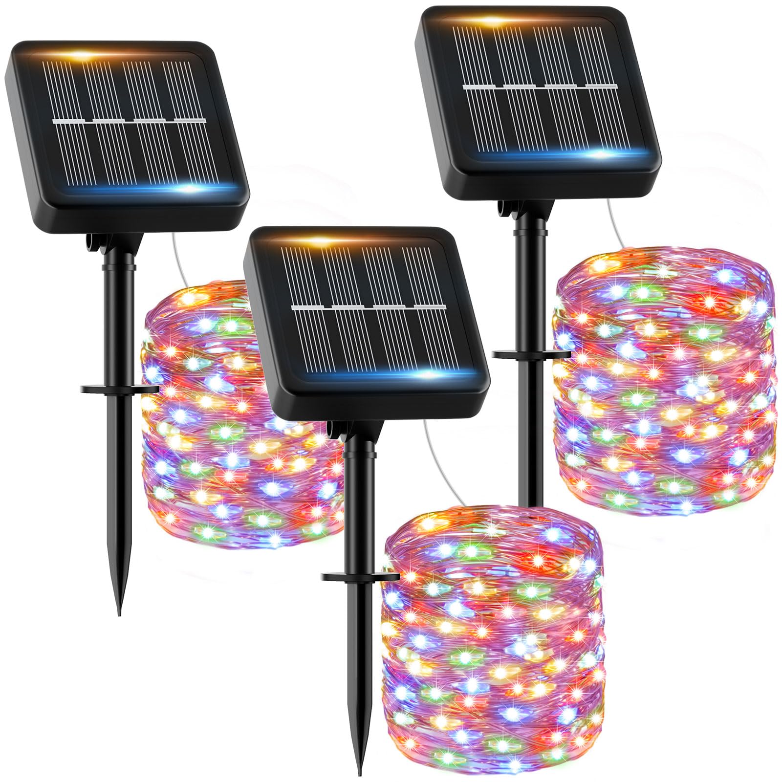 Guirnalda Luces Exterior Solar - 3 x 12M 120 LED Guirnaldas Luces Solares Exterior IP65 Impermeables de Colores 8 Modos Luces Solares LED Exterior Interior Jardin Terraza Bodas Fiestas Festivales