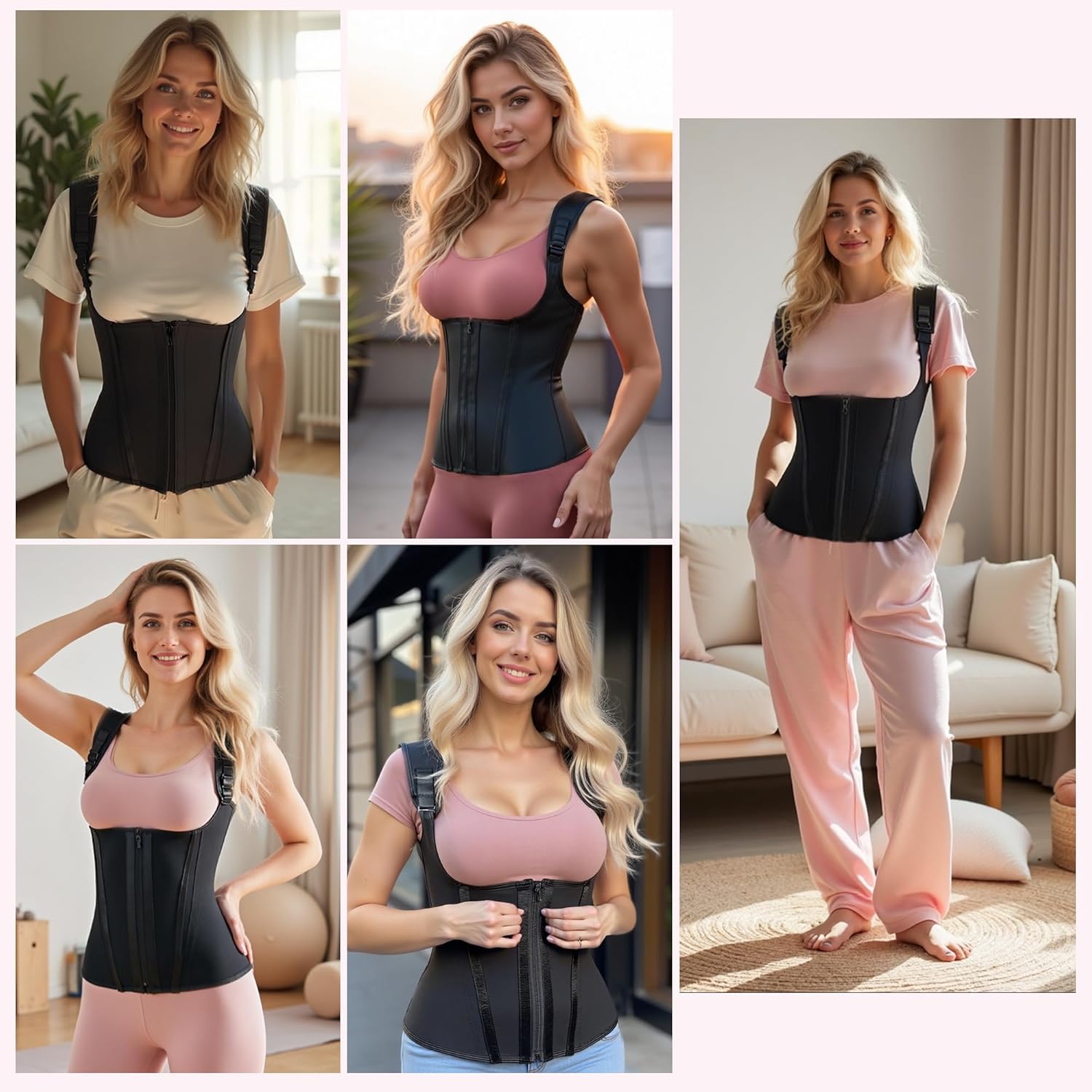 Atbuty Short Torso Waist Trainer for Women Postpartum Recovery Running, Hourglass Vest with Zipper and Hooks
