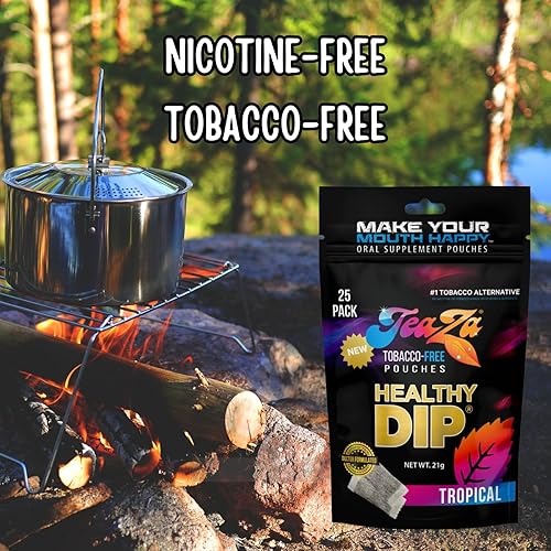 Miniatura 2 de Teaza Herbal Energy Pouch es Masticar tabaco alternativo sin nicotina, sabor tropical (paquete de 8) deliciosas frutas tropicales, piña, mango y