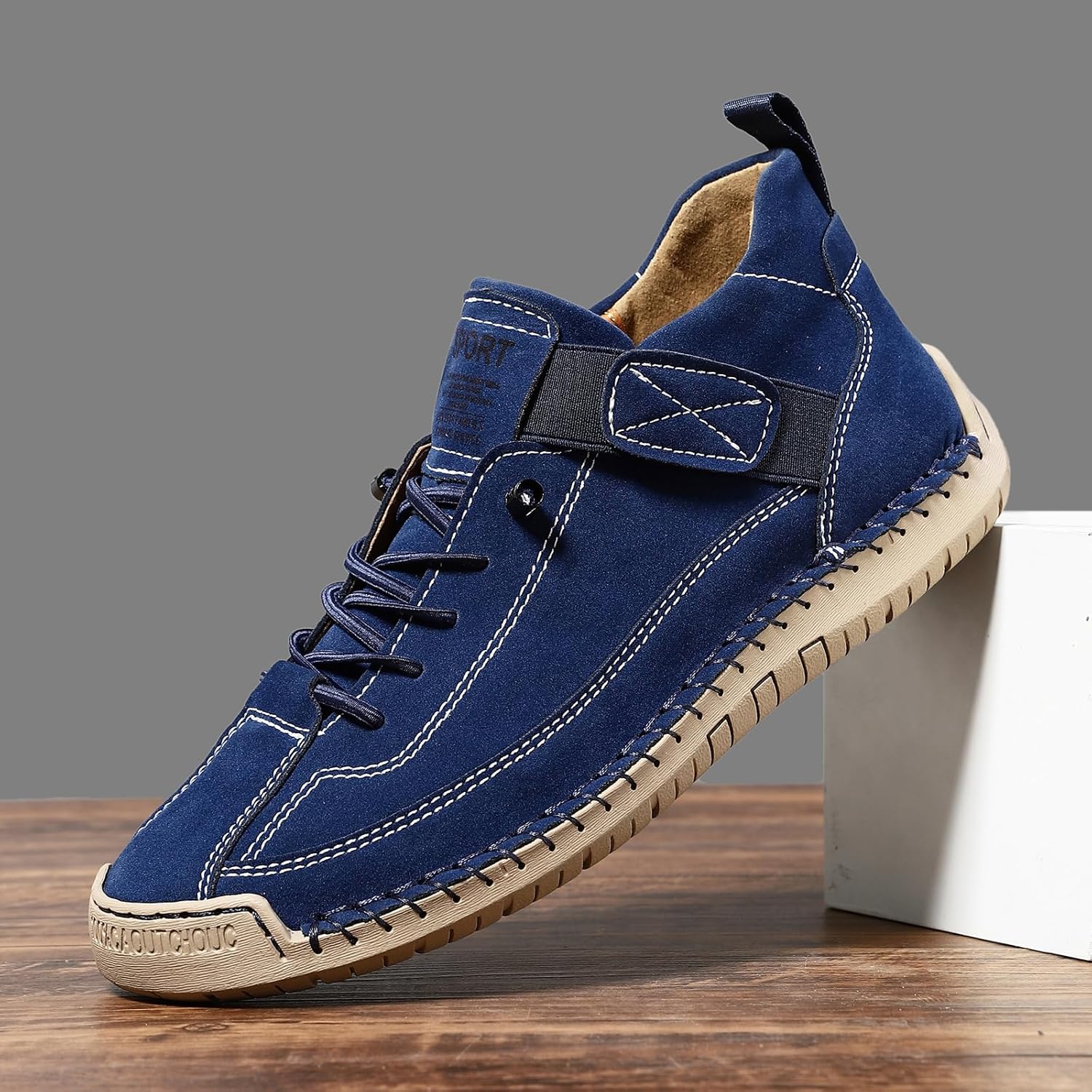 Women's Hand Stitching Chukka Ankle Boots Casual Elastic Lace Up Slip-On Walking Shoes Retro Suede Lightweight Outdoor Sports Sneakers for Hiking Trailing Driving - Image 3