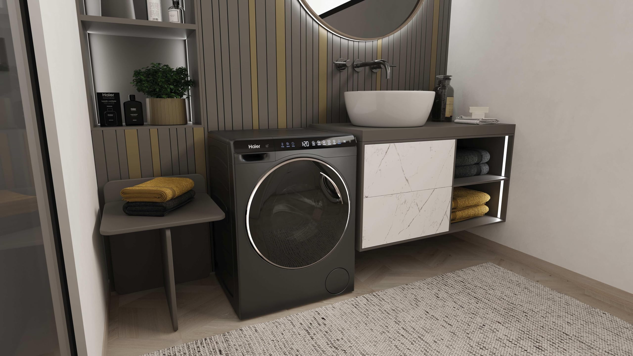 Haier Mini-Waschmaschine 5kg 51cm Breite 70cm Höhe 1200 U/Min Inverter-Motor A-Effizienz HW50-BP12307GU1