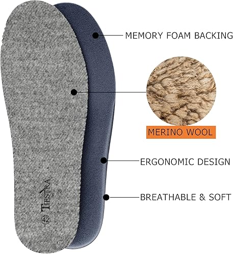 Miniatura 2 de Plantillas gruesas de lana merina para mujer, insertos de zapatos de forro polar, cojín de espuma viscoelástica, cómodas y cálidas plantillas de
