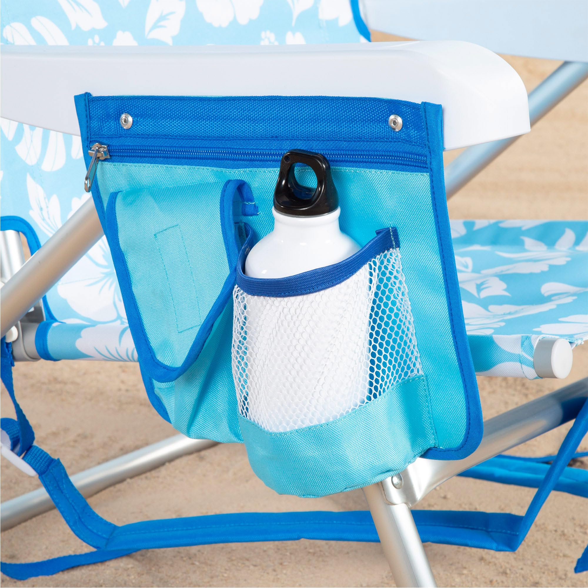 AKTIVE Silla de playa plegable, 50x54x80 cm, Mochila, Resistente hasta 110kg, Silla multiposición, Con bolsillos, Con reposacabezas, Convertible en tumbona, Asas transporte (62511)