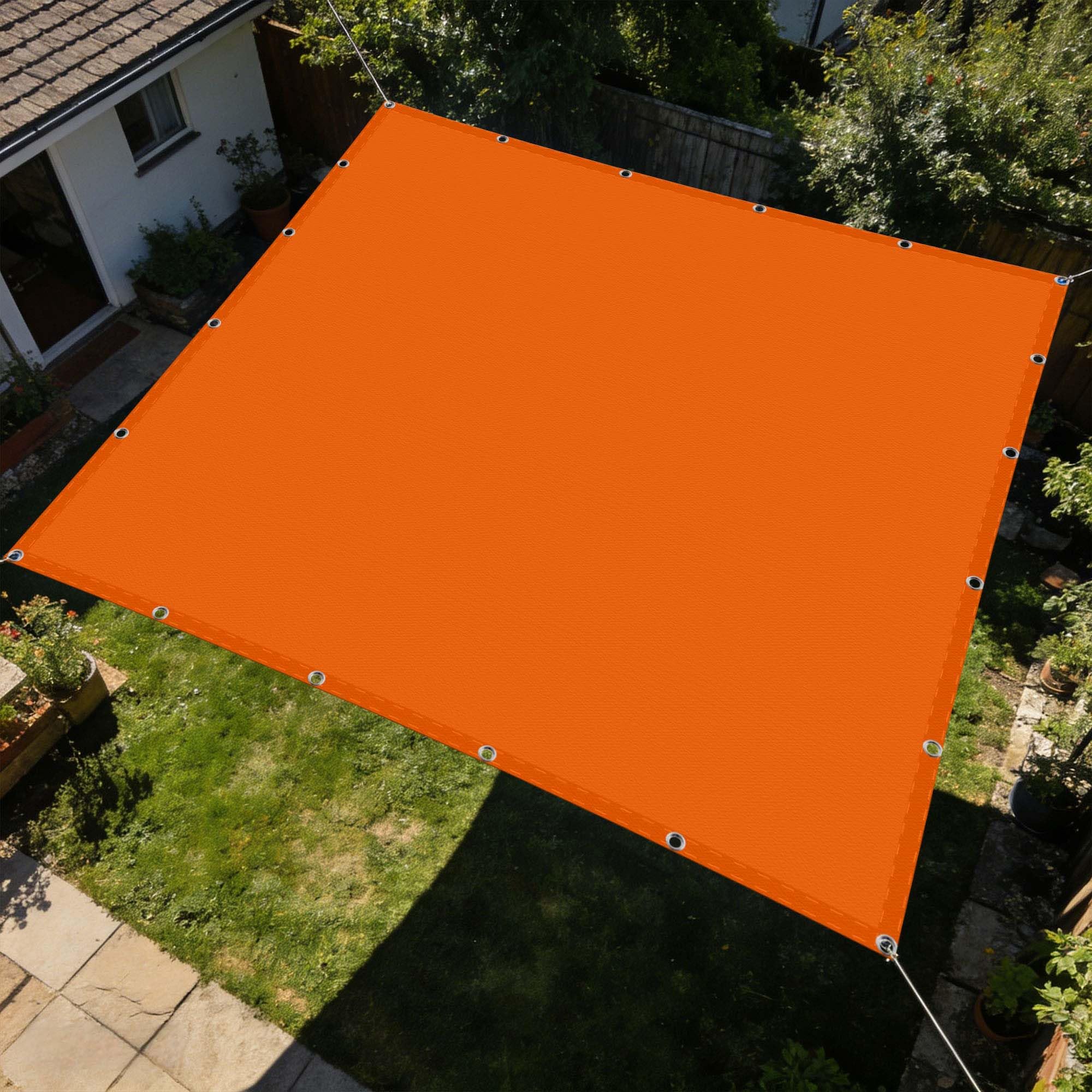 Voile d'ombrage imperméable contre le vent et la pluie orange 120x120