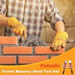 2 Pcs 6" Concrete Trowel, Carbon Steel Concrete Masonry Tools Set, Pointing & Gauging Masonry Hand Trowels with Soft Grip Handle Cement Trowel, Work Gloves Included