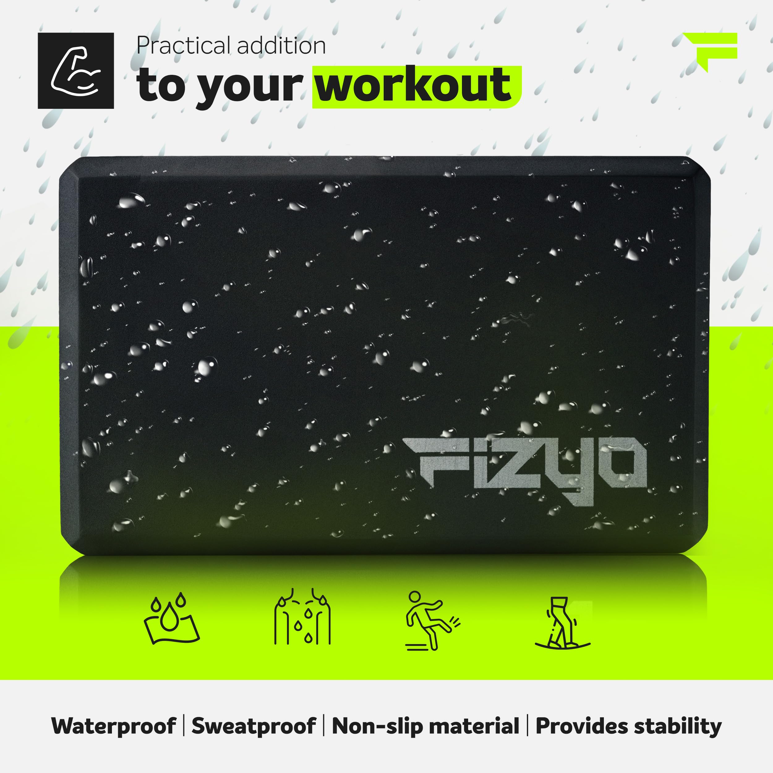 Fizyo Bloc de yoga antidérapant en mousse EVA - Cube pour yoga, Pilates, étirement, méditation, fitness, étirement, haute qualité pour débutants et avancés 23x7x15 cm