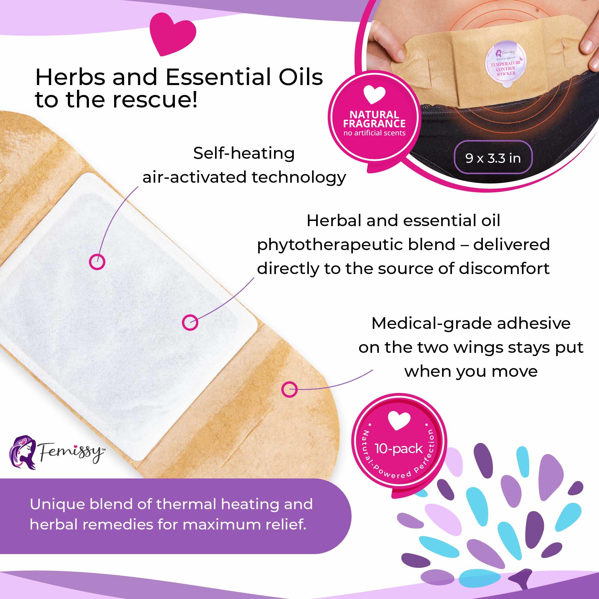 Heat Patches for Menstrual Cramps Based on Flow Strength, 10 Stick On Period Patches for Weak & Normal Flow + Vulva Balm (2 pcs Bundle: 2 + 0.5 oz); Vulva Cream; Intimate Vulva Moisturizer for Women