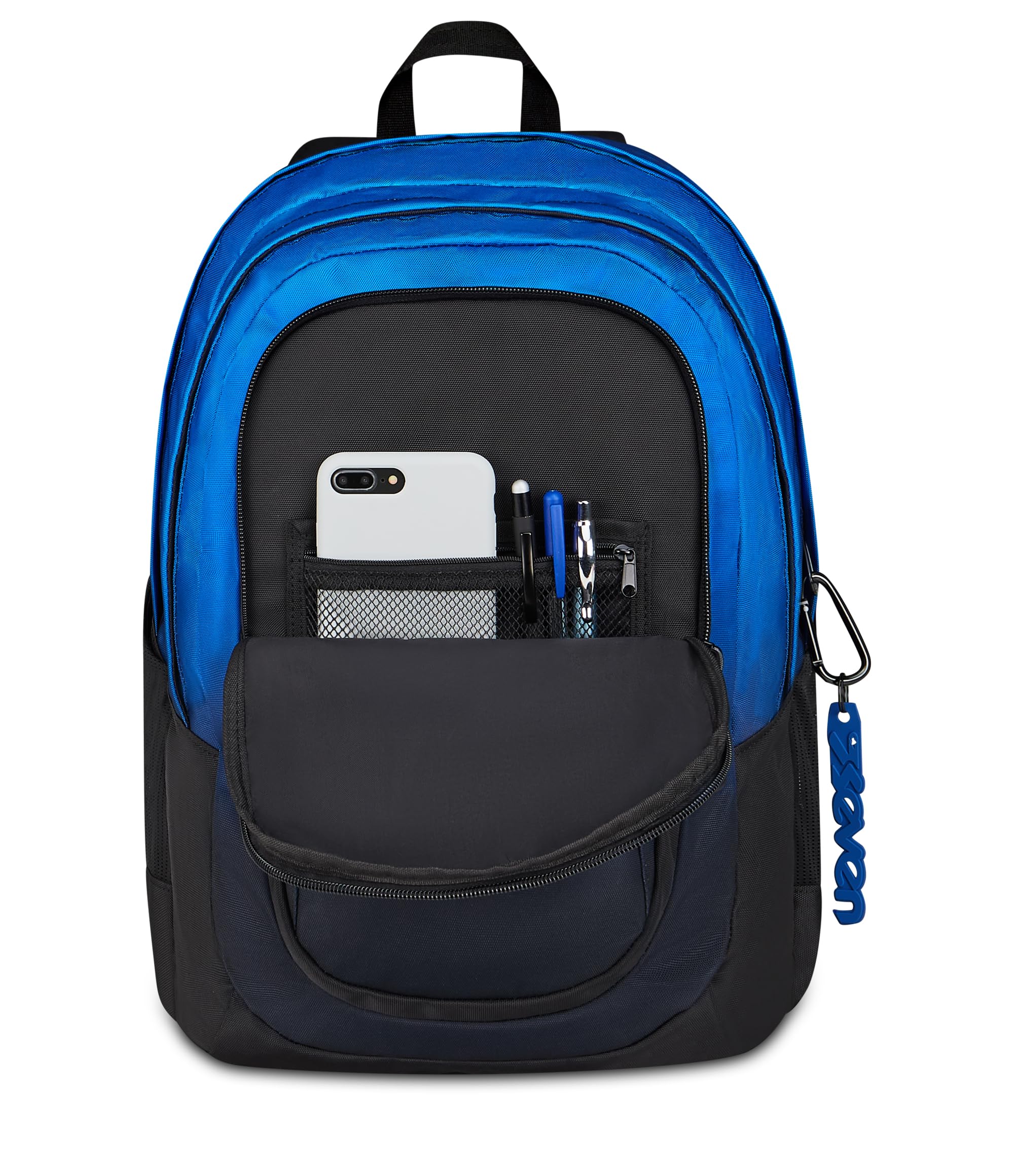 Seven Zaino Scuola SHADE TECH, Doppio Scomparto, Blu, 29 L, Tasca frontale con zip, Tasca laterale portaborraccia, Scomparto Interno porta pc, Scuola media e superiore, Bambini, Ragazzi
