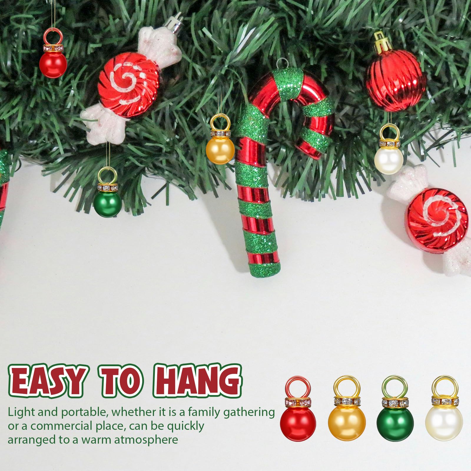 NUOBESTY 200 Mini Palline di Natale con Perle per Albero di Natale