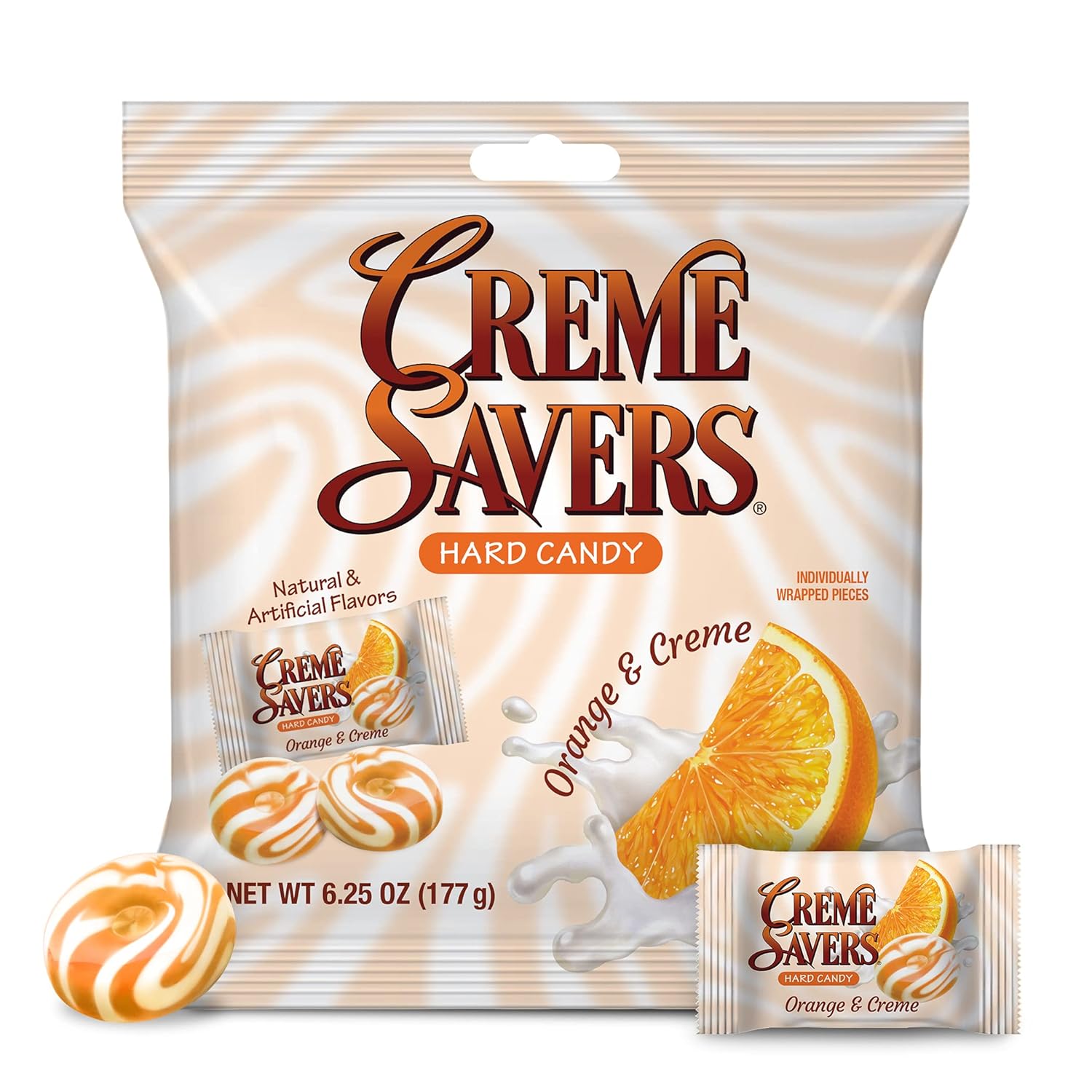 Creme Savers Orange and Creme Hard Candy | The Taste of Fresh Orange Swirled in Rich Cream | The Original Classic Creme Savers Brought To You By Iconic Candy | 6.25oz Bag (12 Count)