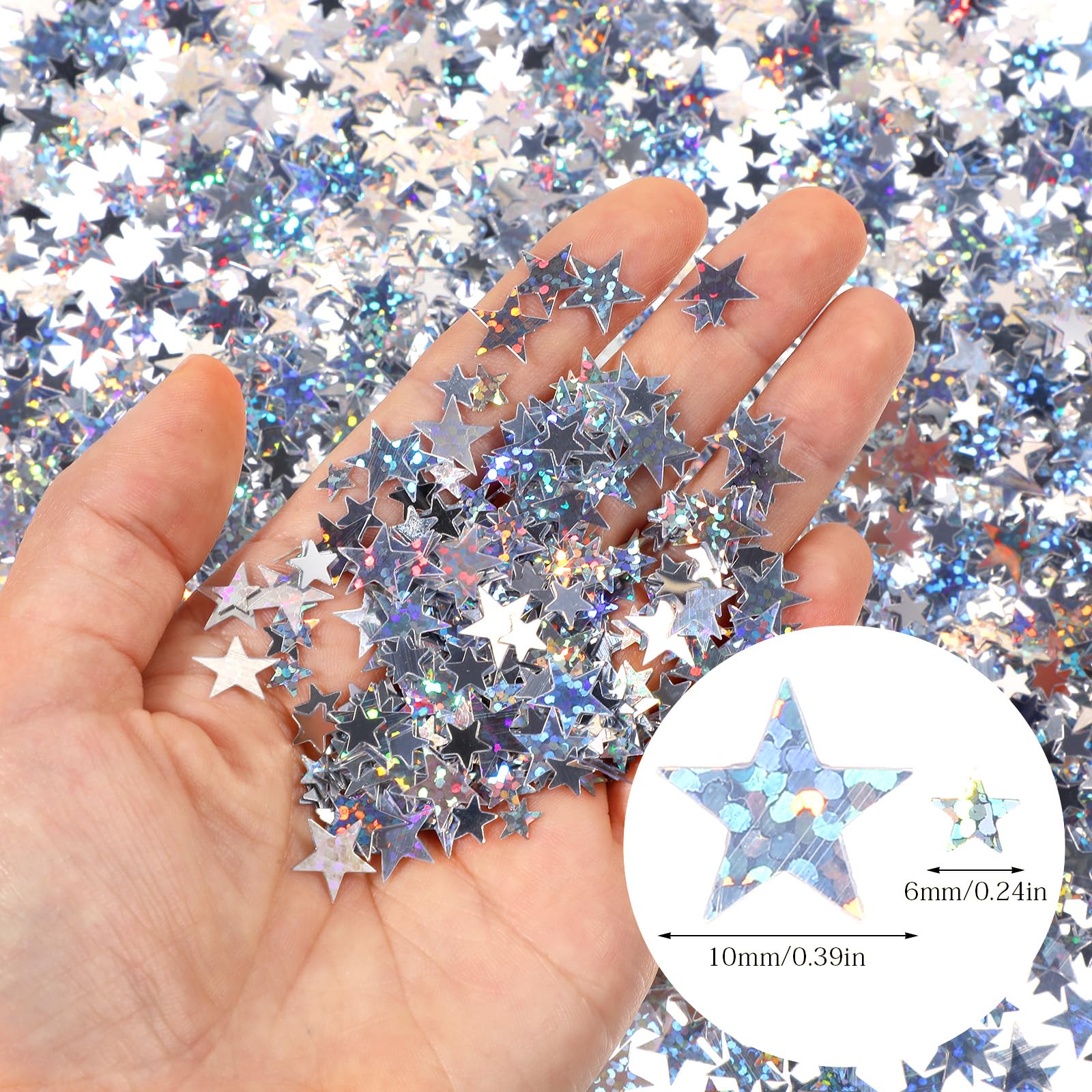 6000 Coriandoli Glitterati A Stella Con Diamante – 6mm E 10mm, PVC, Per Feste E Matrimoni - 3