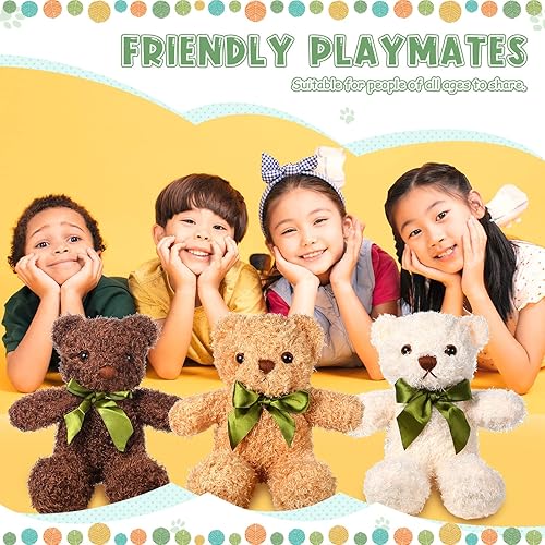 Miniatura 2 de 9 piezas de osos de peluche lindo juguete de peluche suave de 10 pulgadas con corbata de lazo para graduación baby shower Navidad fiesta de