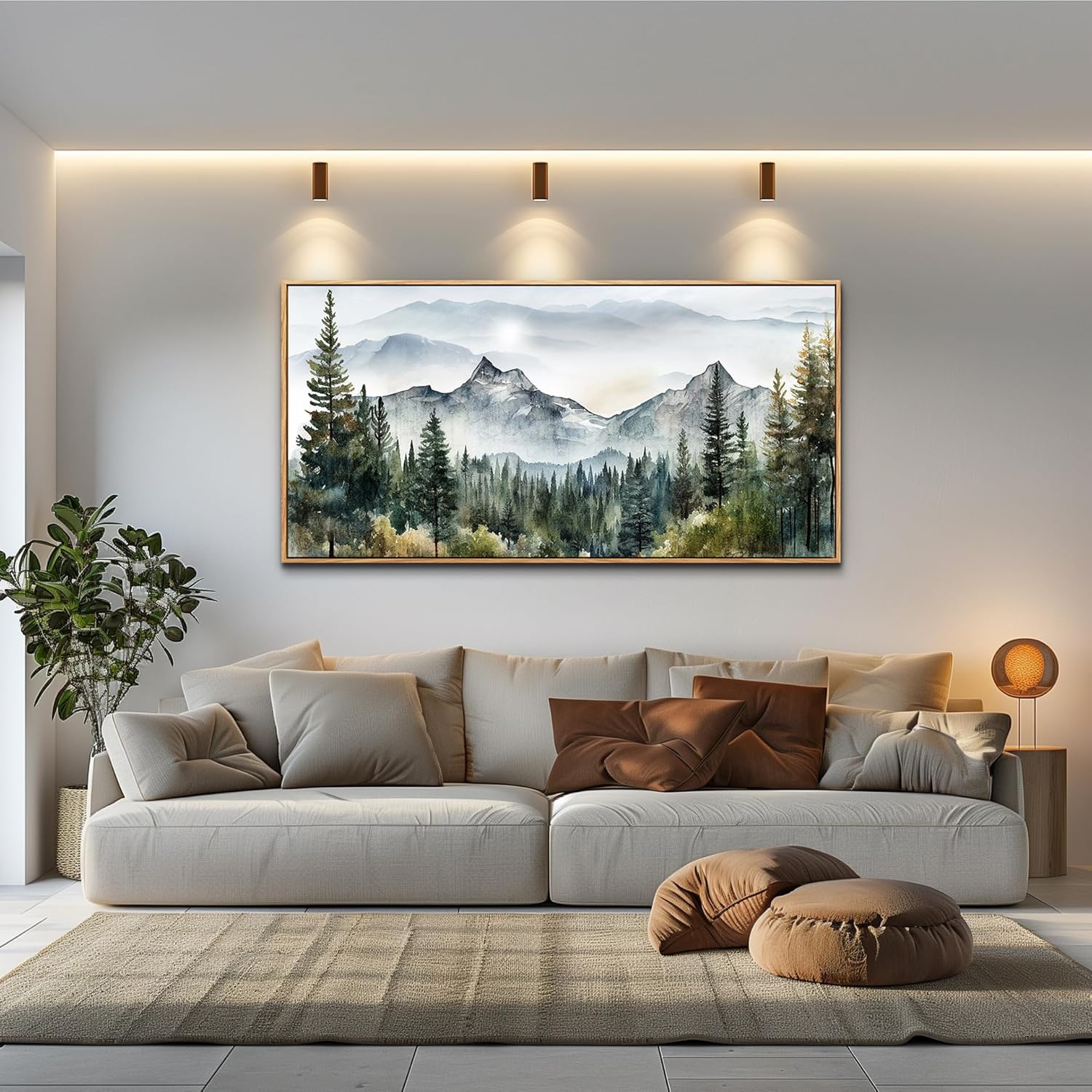 MHARTK66 Large Wall Decor For Living Room Wood Framed Wall Art For Office Bedroom Pictures Abstract Mountain Forest Landscapes Ink Canvas Prints Painting Artwork Modern Stretched and Framed Poster - Image 2