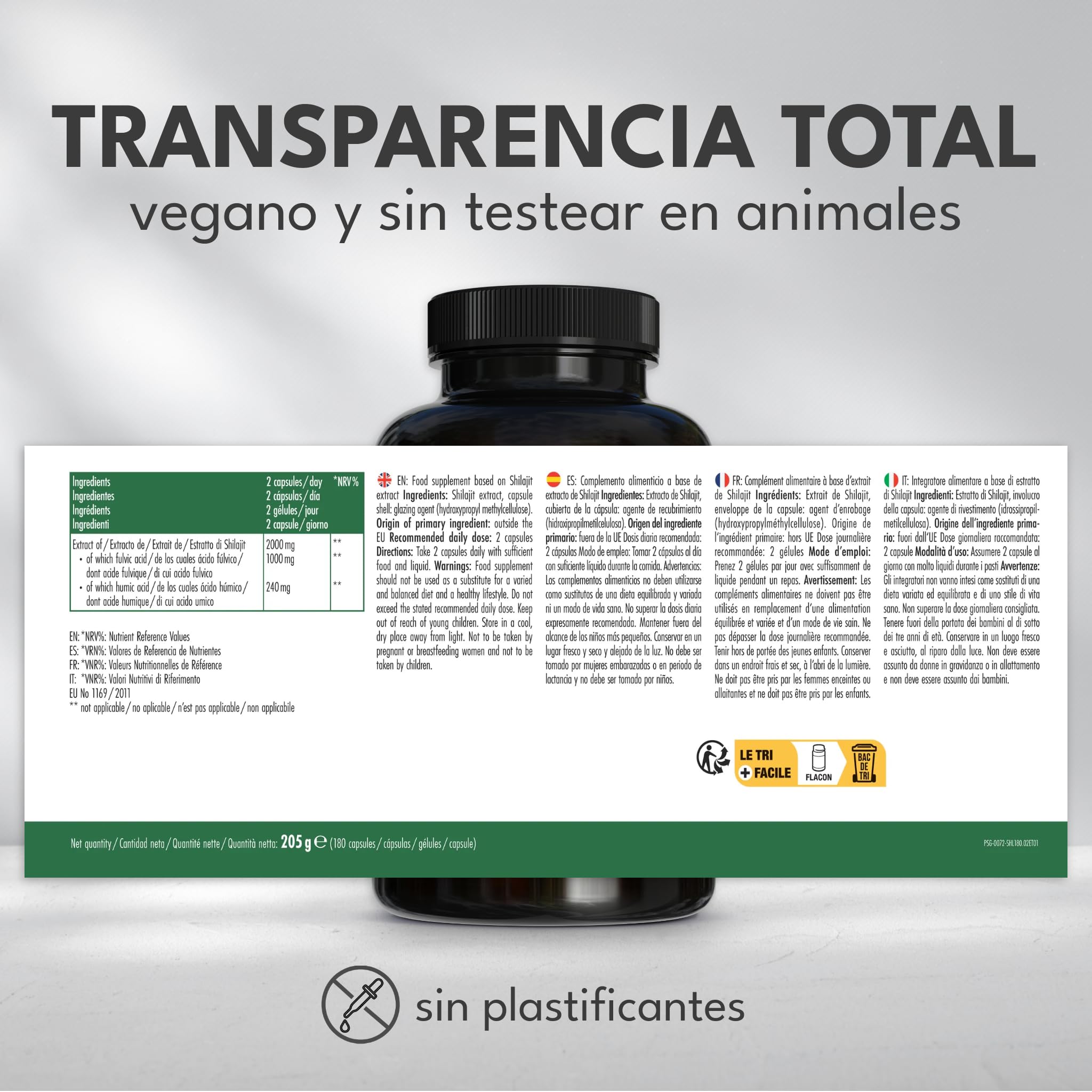 Green Naturals® Shilajit 40.000 mg (extracto 20:1) – Cápsulas originales del Himalaya con un 50% de ácido fúlvico y un 12% de ácido húmico – 180 cápsulas (3 meses) | 20:1 por dosis diaria · Equivalente a 40.000 mg · 50% de ácido fúlvico · 12% de ácido húm
