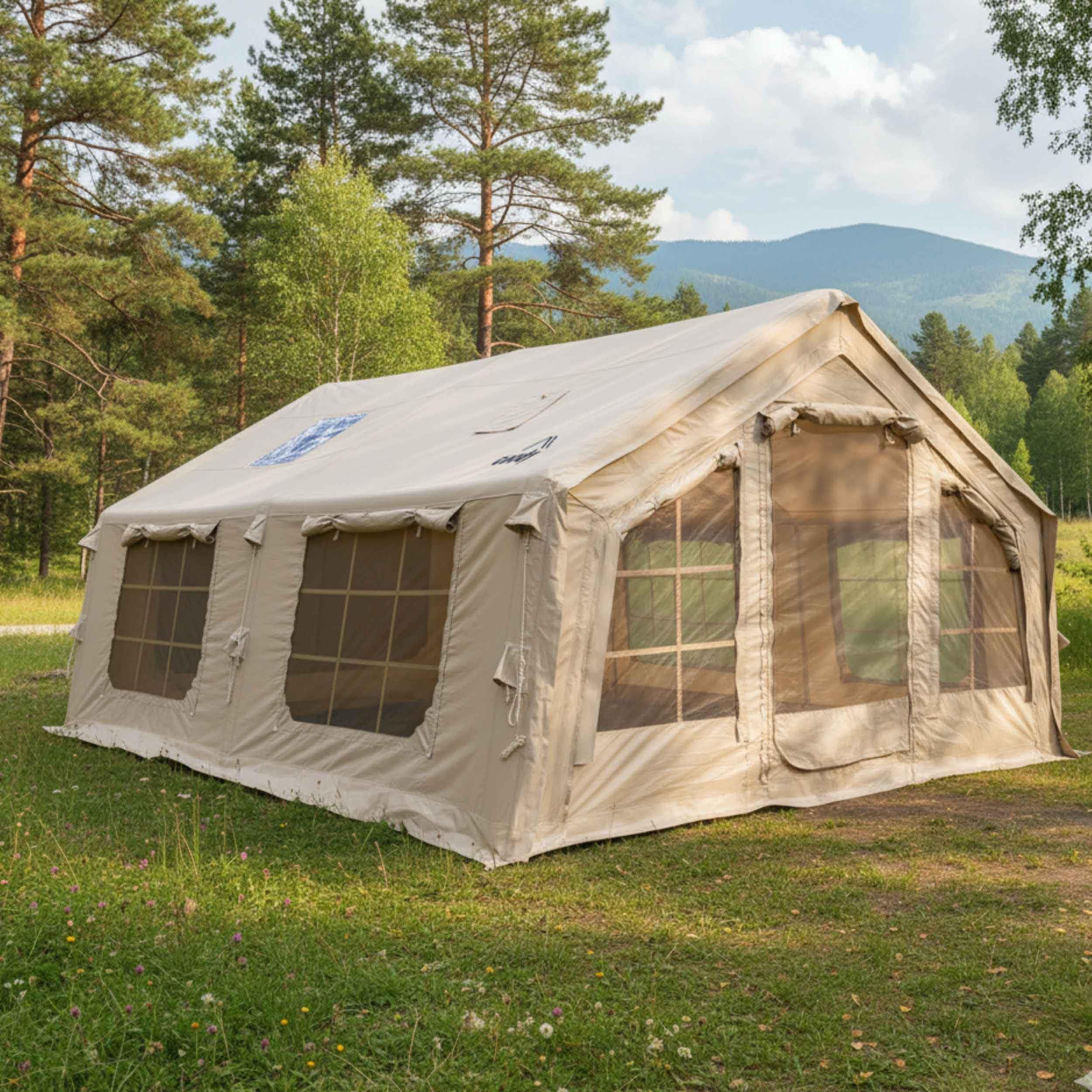 Coody | Rbm Outdoors Koala/Hub/Octopus Inflatable Tents for Camping with Stove Jack, 2/8/10 Person Luxury Canvas Blow Up Tent, 2 Room, Easy Setup Casa de Campaña, Large Inflatable House with Pump