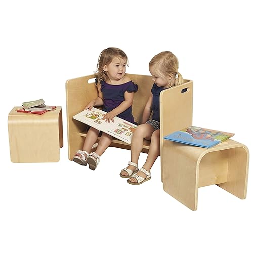 Miniatura 12 de ECR4Kids Natural Bentwood, set de mesa y silla multiuso para niños (3 piezas)