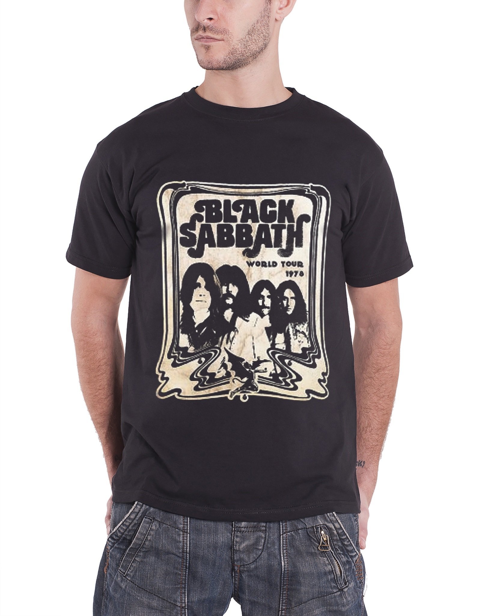 Black Sabbath World Tour 78 Group Shot Official Mens New Black T Shirt