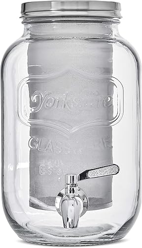 kitchentoolz Dispensador de cafetera de café frío de un galón Contenedor de vidrio fuerte de 4 cuartos de galón con dispensador de espiga de acero