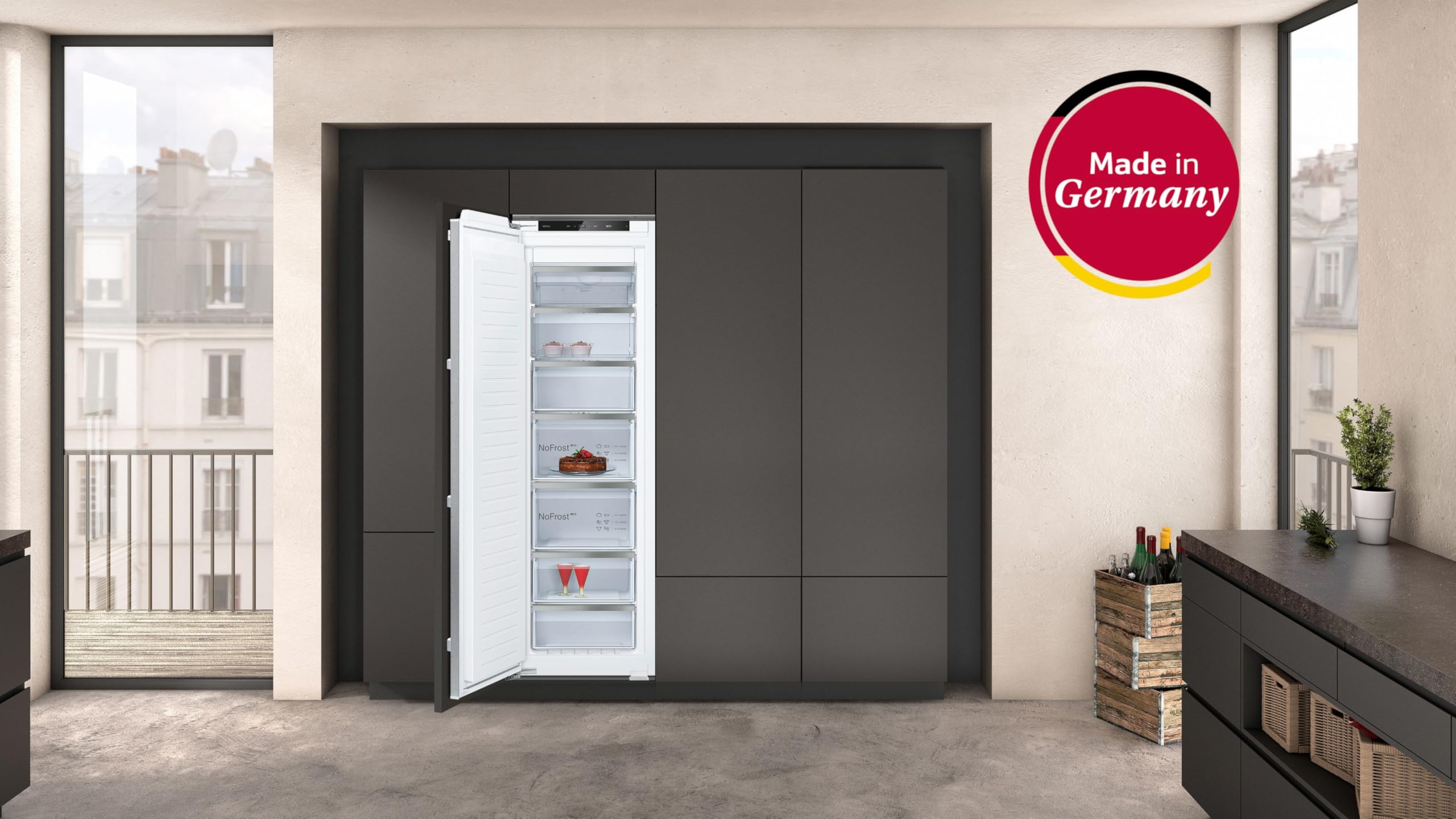 NEFF GI1216DE0, N 70, Einbau-Gefrierschrank, 87,4 x 55,8 cm, 96 L Gefrieren, LowFrost seltener abtauen, BigBox für sperriges Gefriergut | Made in Germany, 96 L Nutzinhalt, sanfte Soft Close Tür, weniger Eis durch Low Frost, extra große Big Box Gefrierschu