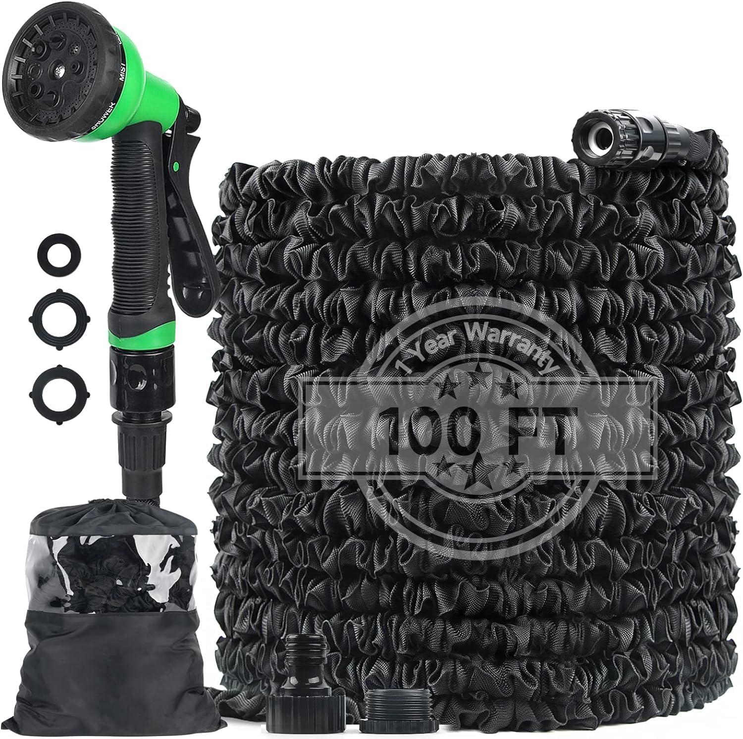 Hose Pipe 100FT Expandable Garden Hose with 8 Function Spray Nozzle, 1/2″& 3/4″ABS Connectors, Lightweight Expanding Hose Pipe with 3 Layer Latex Hose Pipe 100FT Expandable Garden Hose with 8 Function Spray Nozzle, 1/2″& 3/4″ABS Connectors, Lightweight Expanding Hose Pipe with 3 Layer Latex