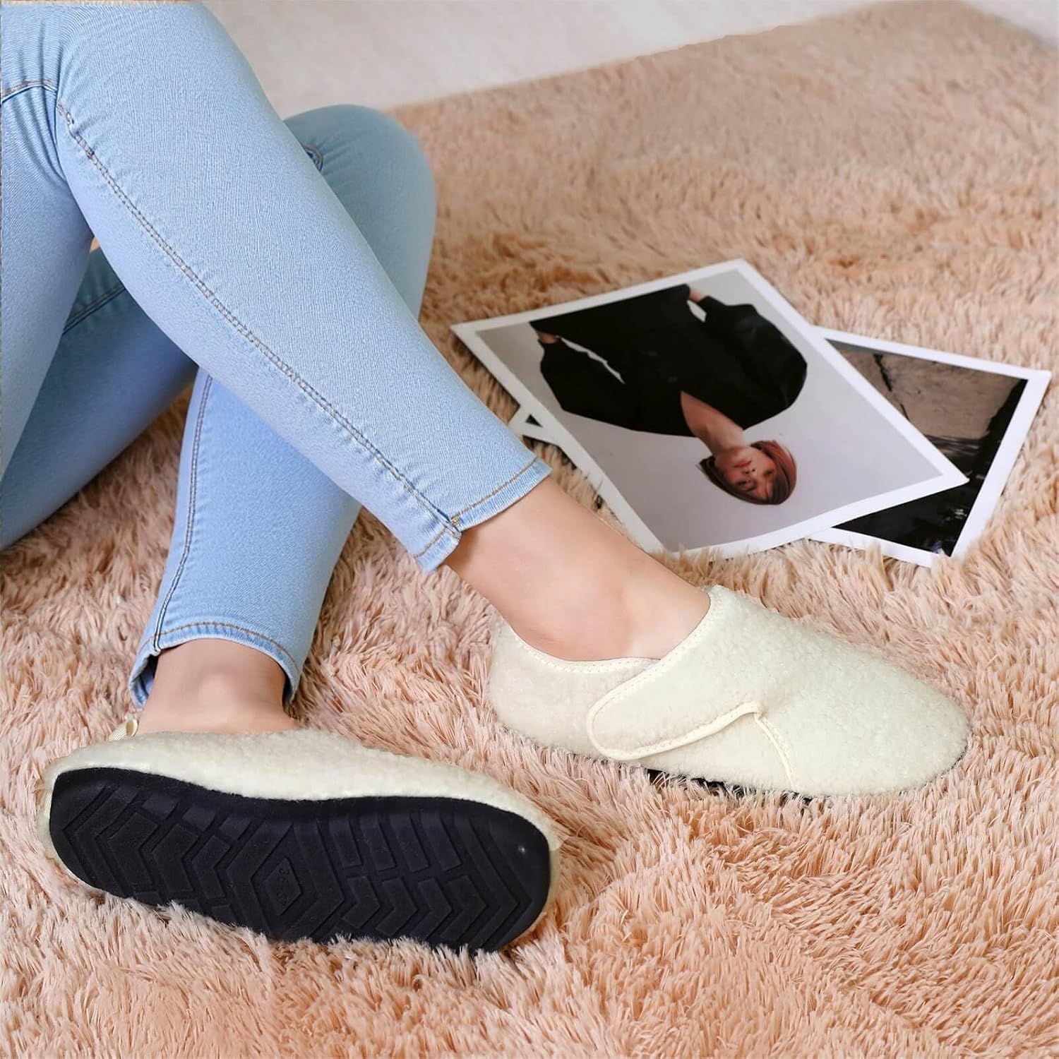 Women Men House Slippers Rubber Sole Indoor Slippers Socks Fuzzy Lightweight Non Slip Barefoot Slippers image 3
