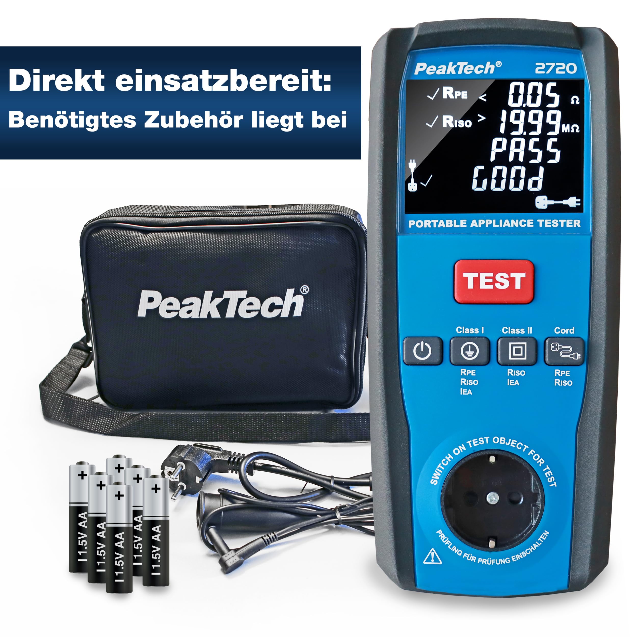 PeakTech 2720 - PAT Gerätetester für ortsveränderliche Geräte