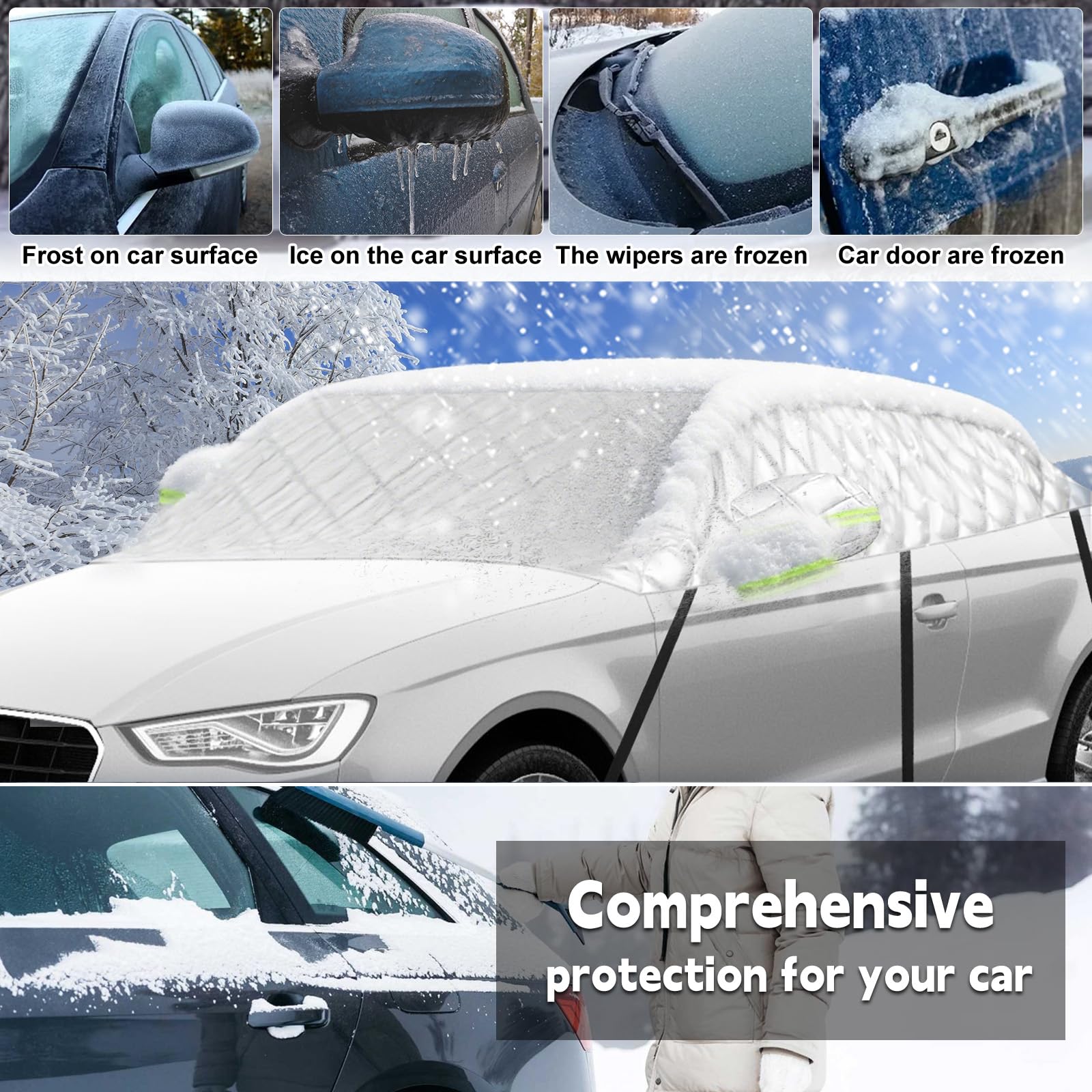 Demi-Housse Voiture Remplacement pour Audi A3/S3 Cabriolet 2008-2012, Couverture de Voiture de Protection de Toit Souple étanche, Demi-Garage épaissi pour Tous Les Temps, Anti-grêle et Anti-Neige