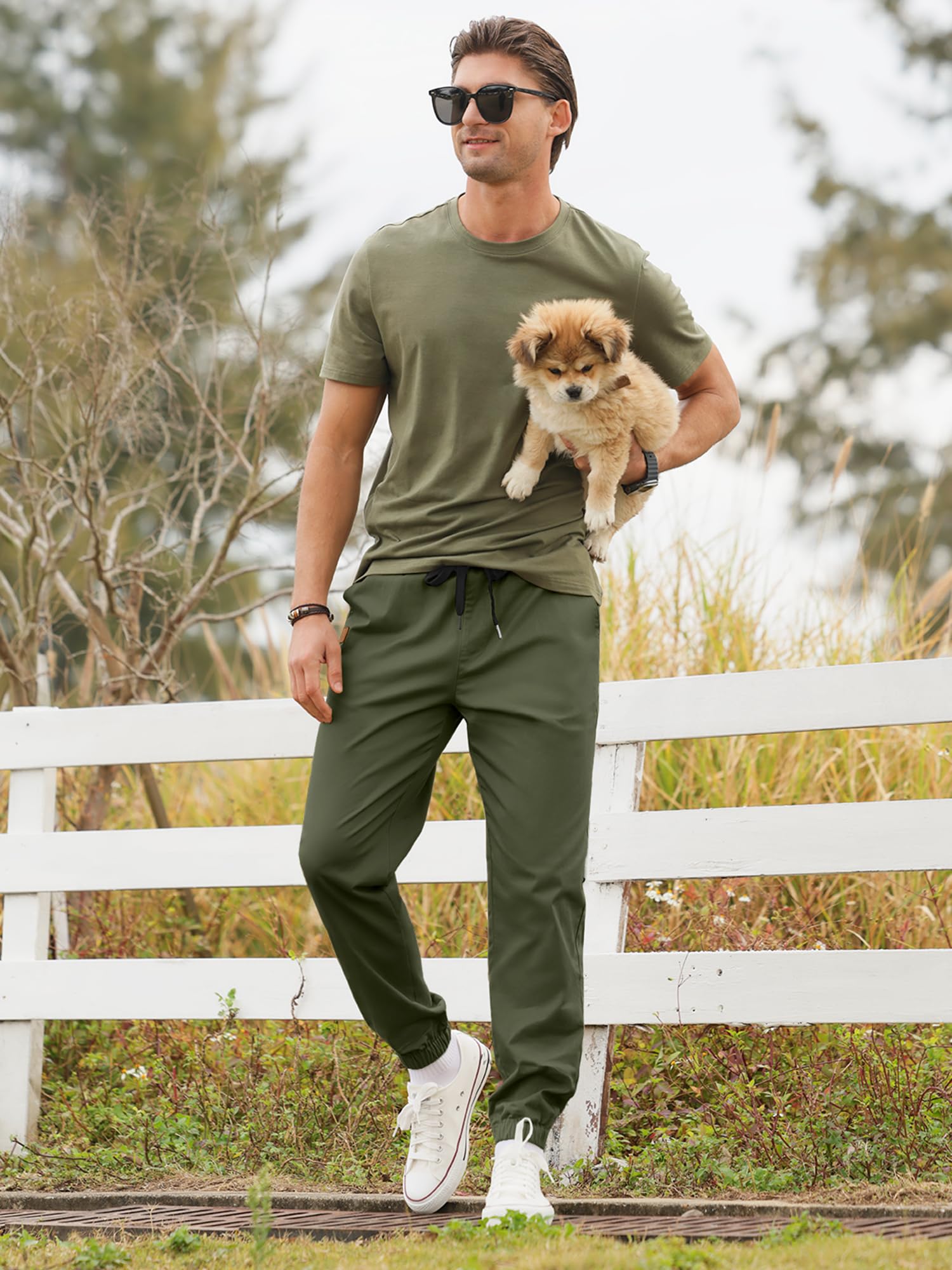 PLEPAN Lässige Cargo-Jogginghose für Herren, Baumwolle, Kordelzug, Chinohose, Wandern, Outdoor, Twill, Jogginghose