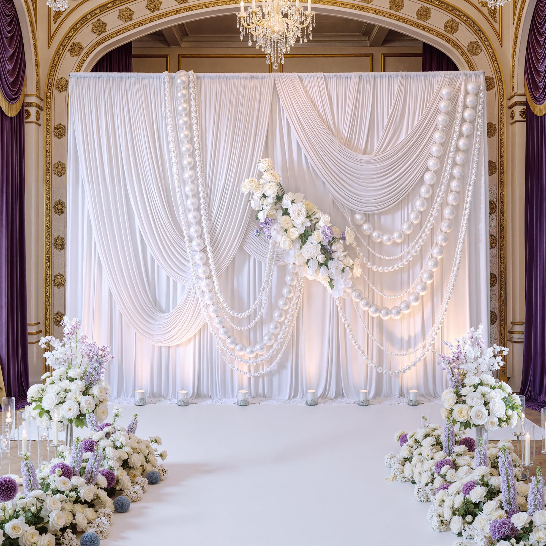 20ft x 10ft Wrinkle Free White Backdrop Curtains for Parties, Polyester Photo Backdrop Drapes 4 Panels 5x10ft for Wedding Graduation Birthday Party Photography Background — view 3