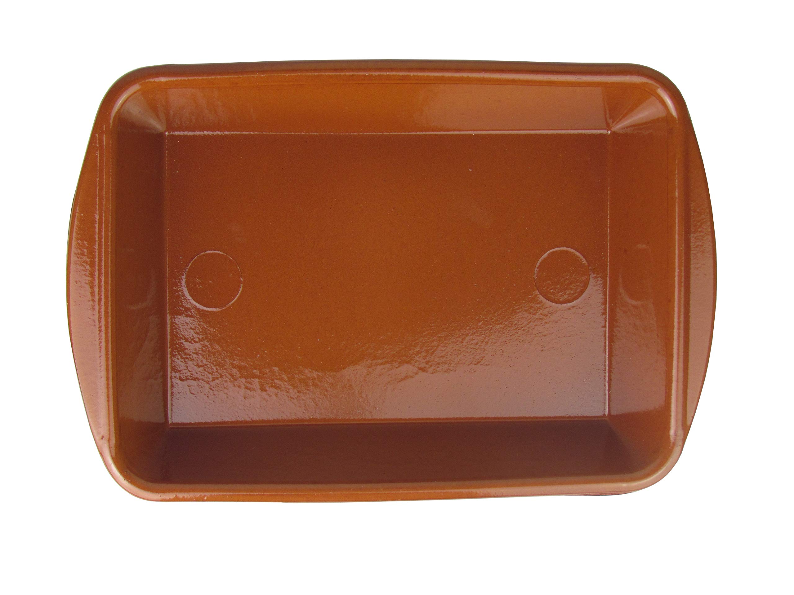 Fuente mediterránea de arcilla esmaltada, fácil de limpiar (grande aprox. 38 x 26 x 5 cm)