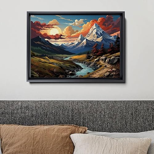 Miniatura 4 de Watercolor Panoramic Landscape Canvas Print, Framed Canvas, Colorful Nature Art