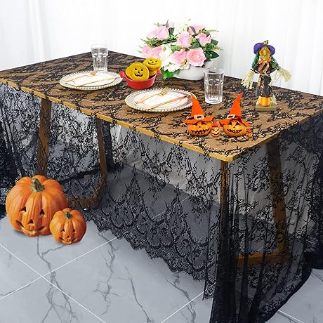 Pardecor Black Lace Tablecloth: Delicate Elegance for Your Gothic Ambiance