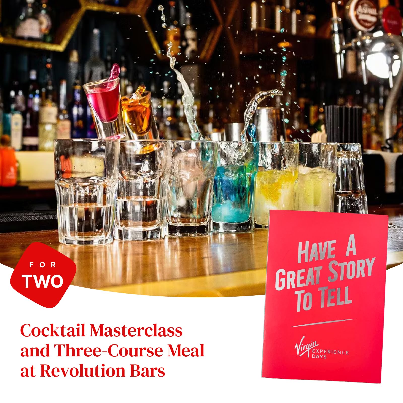Virgin Experience Days Red - Cocktail Masterclass And 3 Course Meal For 2 People At Revolution Bars