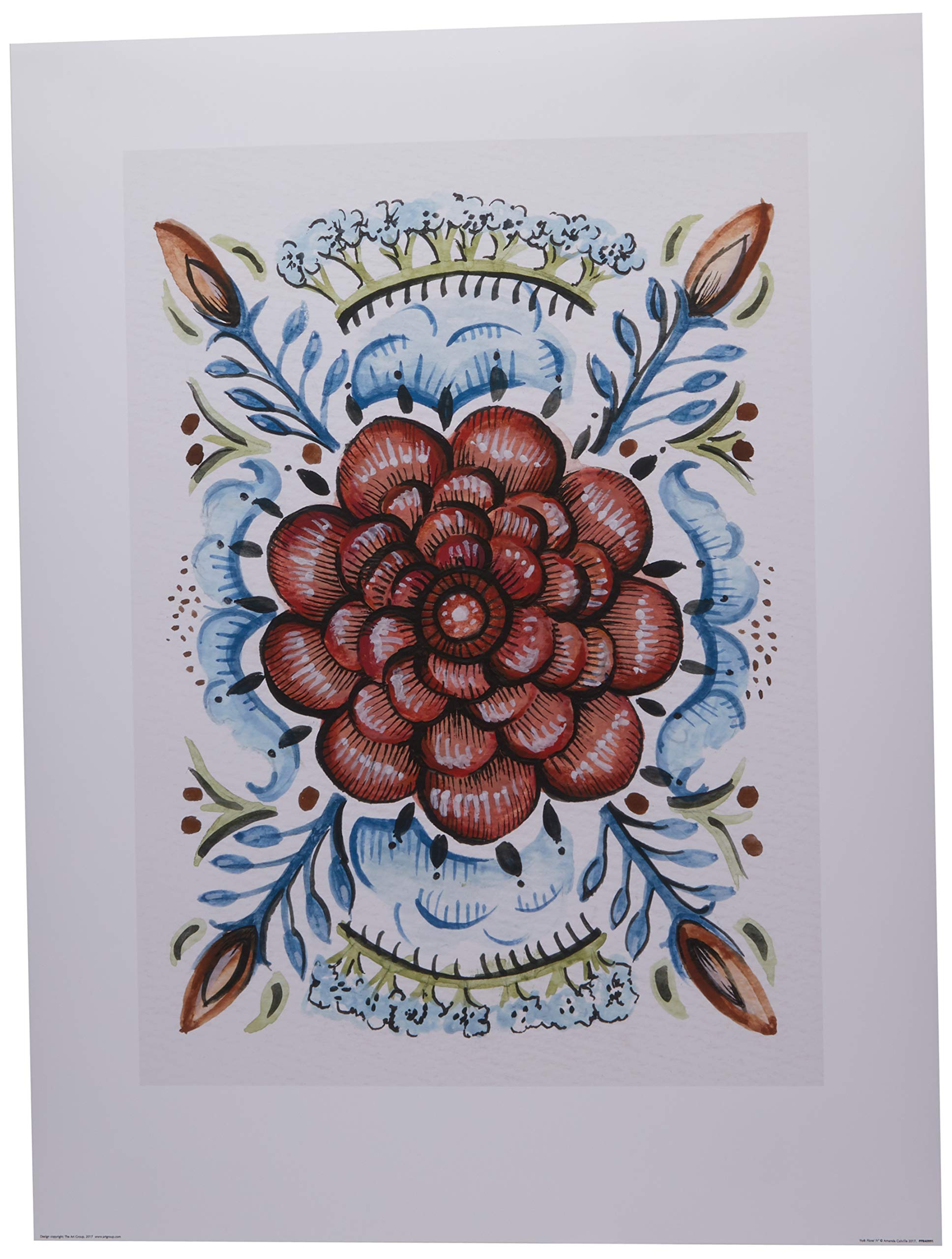 The Art Group Amanda Colville (Folk Floral IV) -Art Print 60 x 80cm, Paper, Multicoloured, 60 x 80 x 1.3 cm