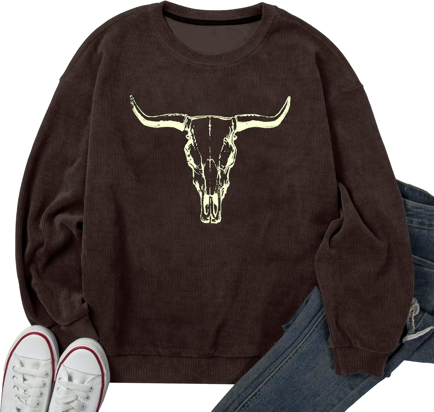 UNIQUEONE Boho Cow Skull Sweatshirt Women Cowgirl Shirt Rodeo Western Country Concert Outfits Nashville Graphic Pullover Tops - Image 6