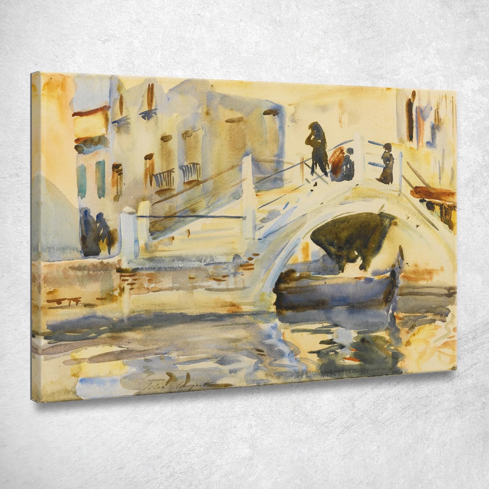Ponte di Venezia con Figure John Singer Sargent, jss360 Quadro Stampato su Tela, 130x90 cm
