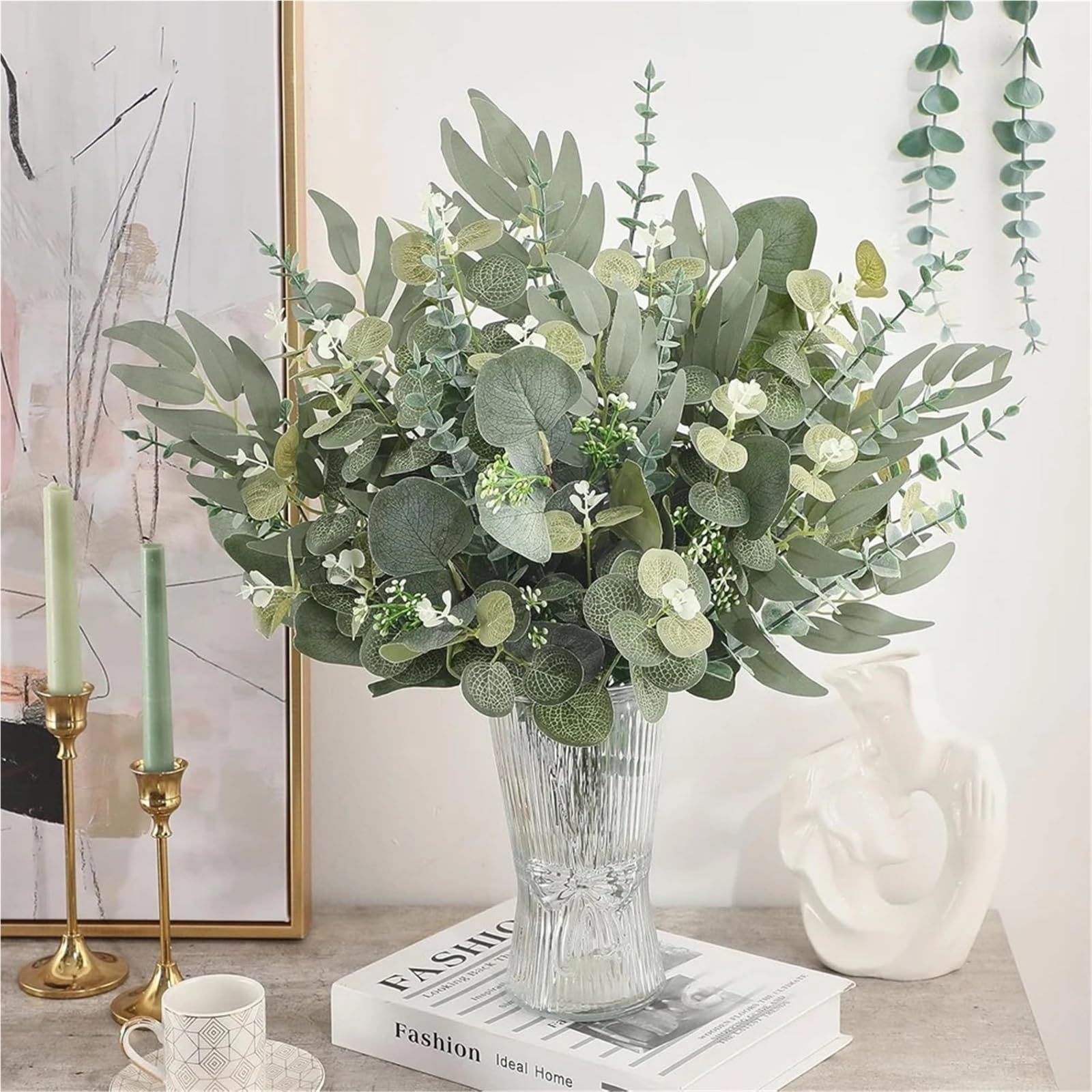 piante finte 20 pz artificiale misto foglie di eucalipto steli dollaro d'argento for bouquet fai da te composizione floreale decorazioni for la casa matrimonio per decorazione