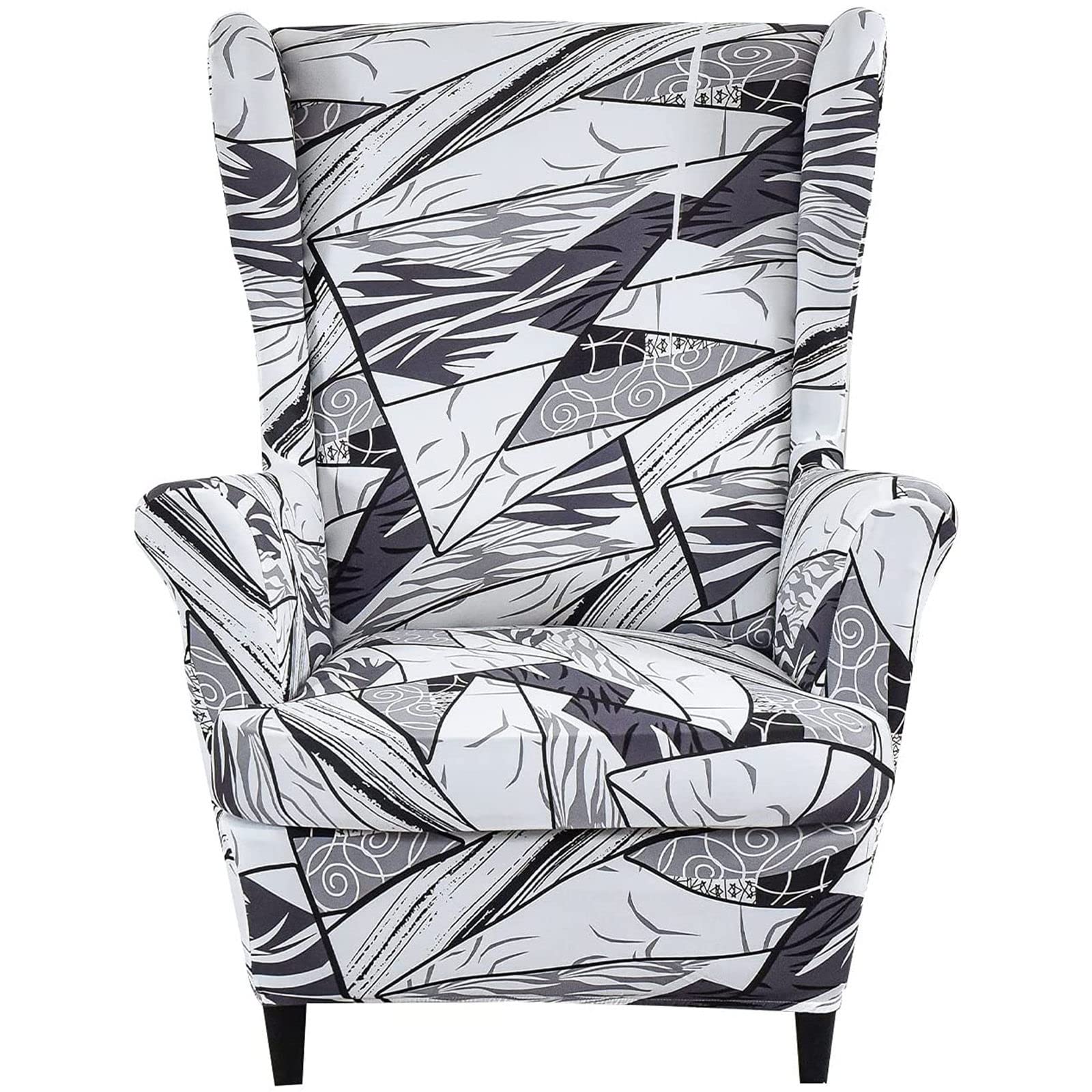 Jhld A 2 Piece Stretch Wing Chair Slipcover, Wingback Chair Cover Printed Wingback Chair Slipcover Soft Spandex Rmchair Chair Slipcovers For Living Room Pets-Wing Chair