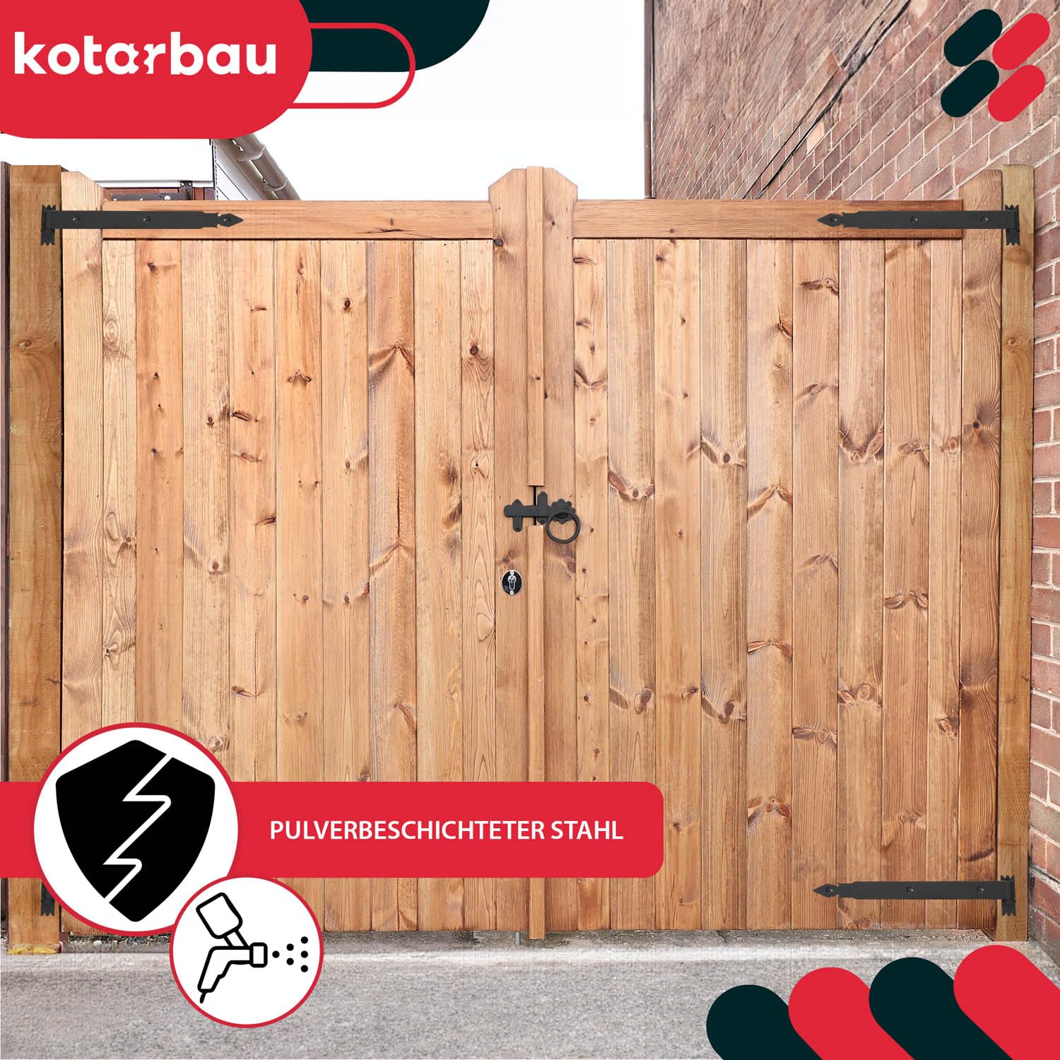 KOTARBAU Lot de 2 charnières de portail avec gonds - En acier inoxydable - 500 mm
