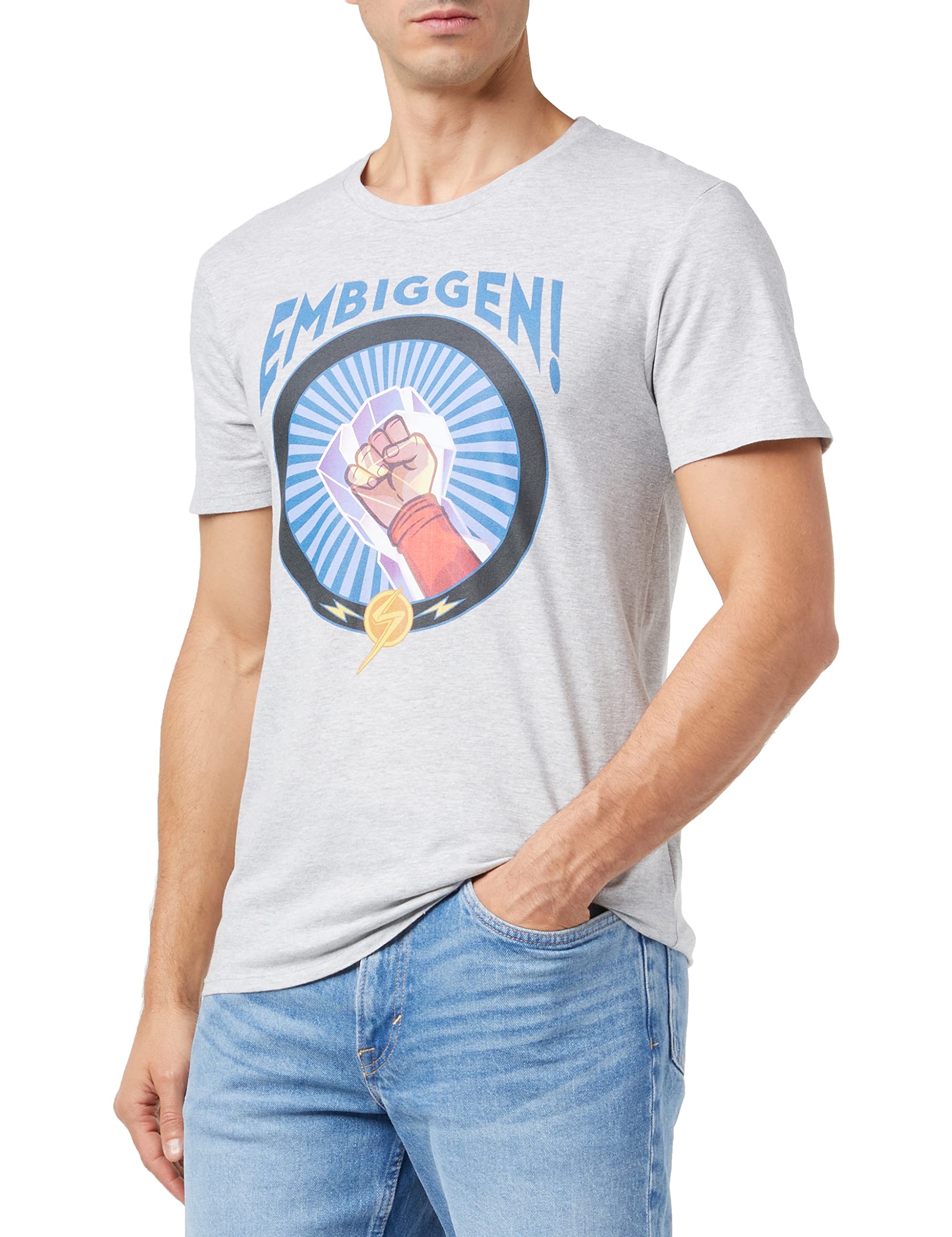 Marvel UXMISSMTS008 Men's T-Shirt, Grey Melange, L, Melange Grey, L